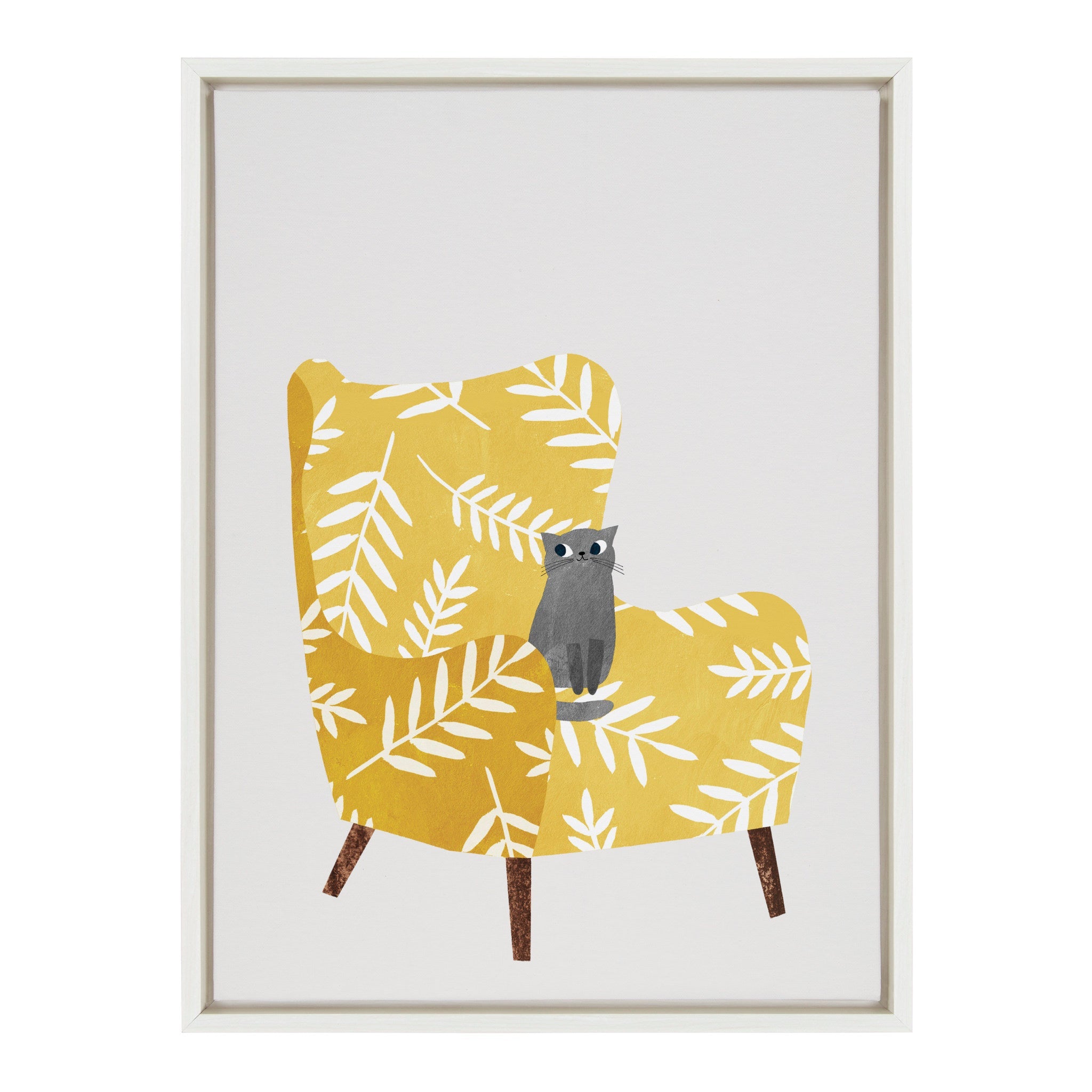 Sylvie 5 Mustard Chair Framed Canvas by Planet Cat