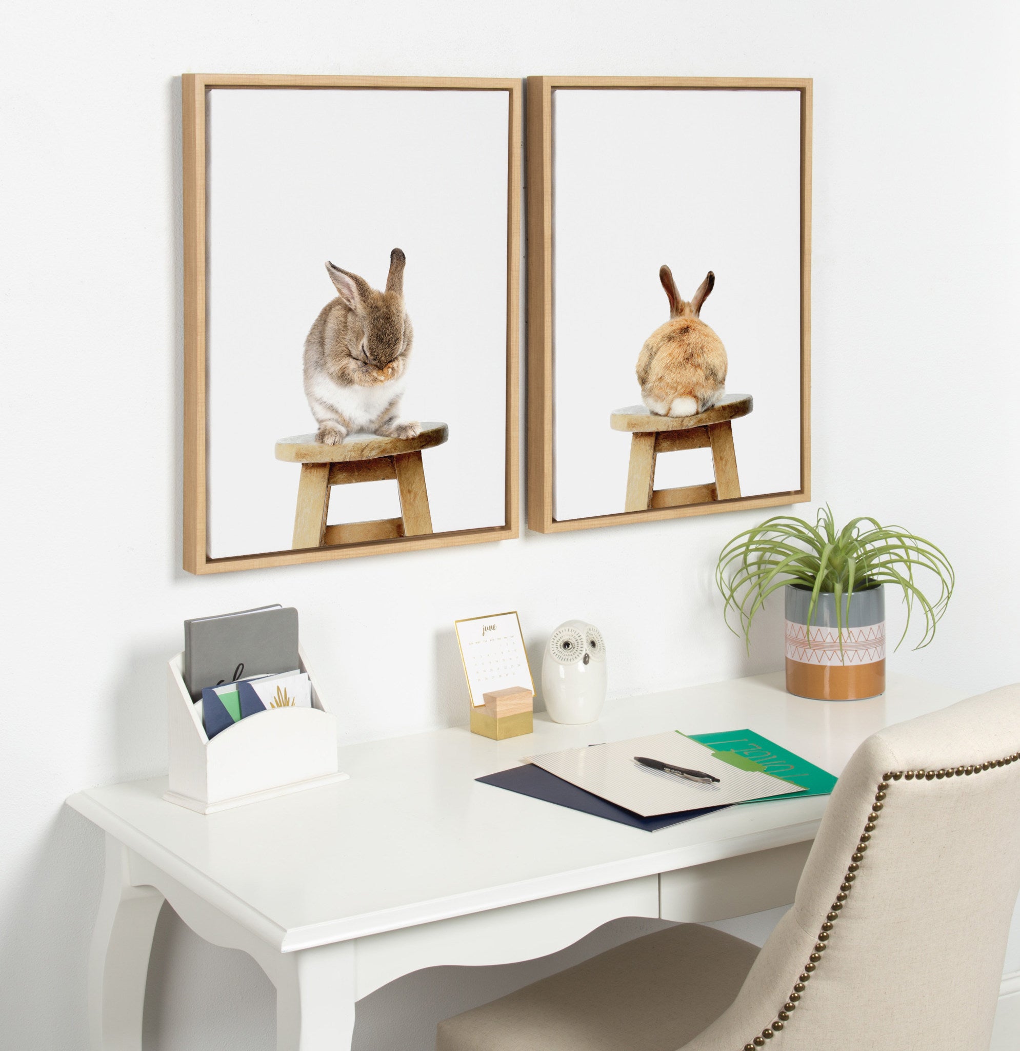 Sylvie Shy Rabbit Framed Canvas by Amy Peterson by kateandlaurel - product image 5 for Resin Society