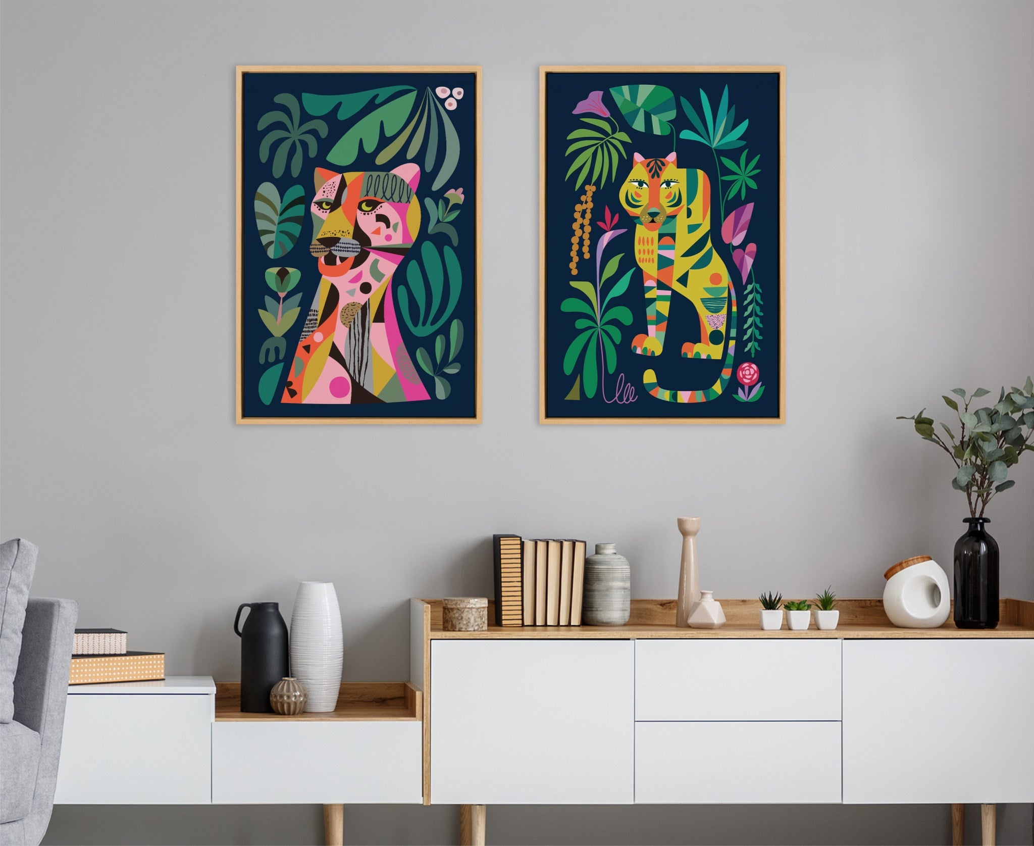 Sylvie Leopard Framed Canvas by Rachel Lee