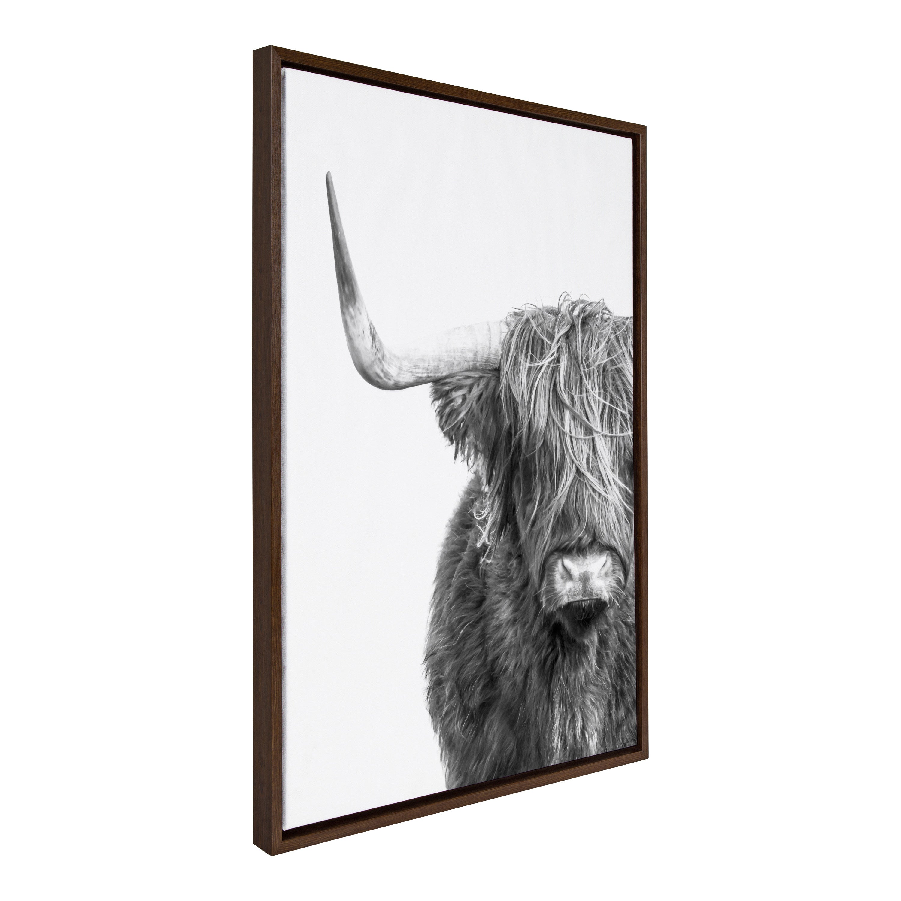 Sylvie B&W Highland Cow No. 1 Framed Canvas by Amy Peterson Art Studio