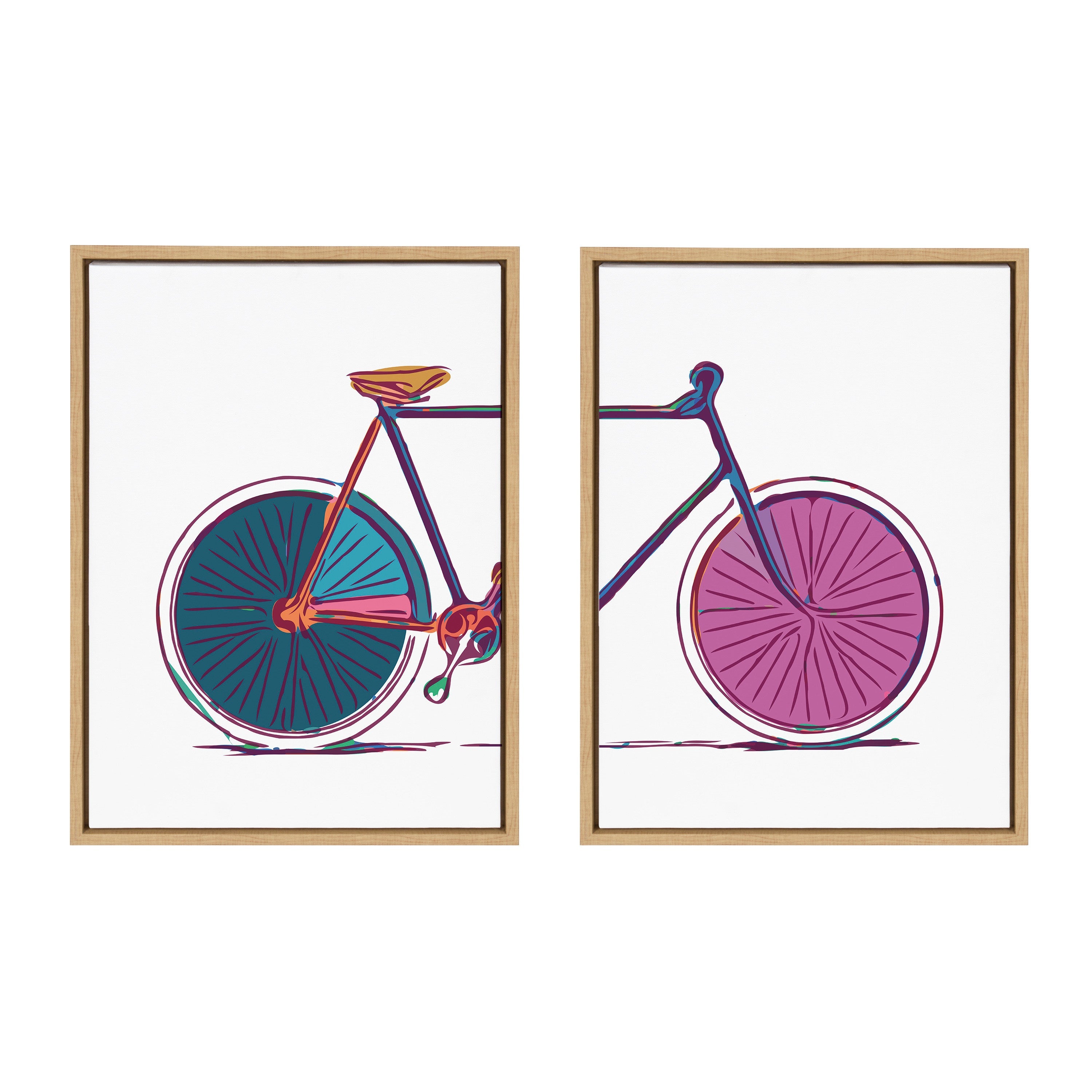 Sylvie Colorful Bike Left and Right Framed Canvas Set by kateandlaurel - product image 7 for Resin Society