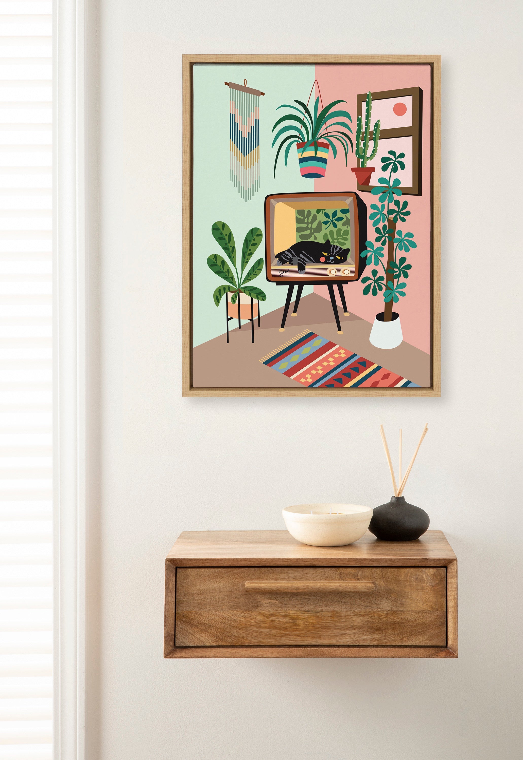 Sylvie TV Cat Bed Framed Canvas by kateandlaurel - product image 10 for Resin Society