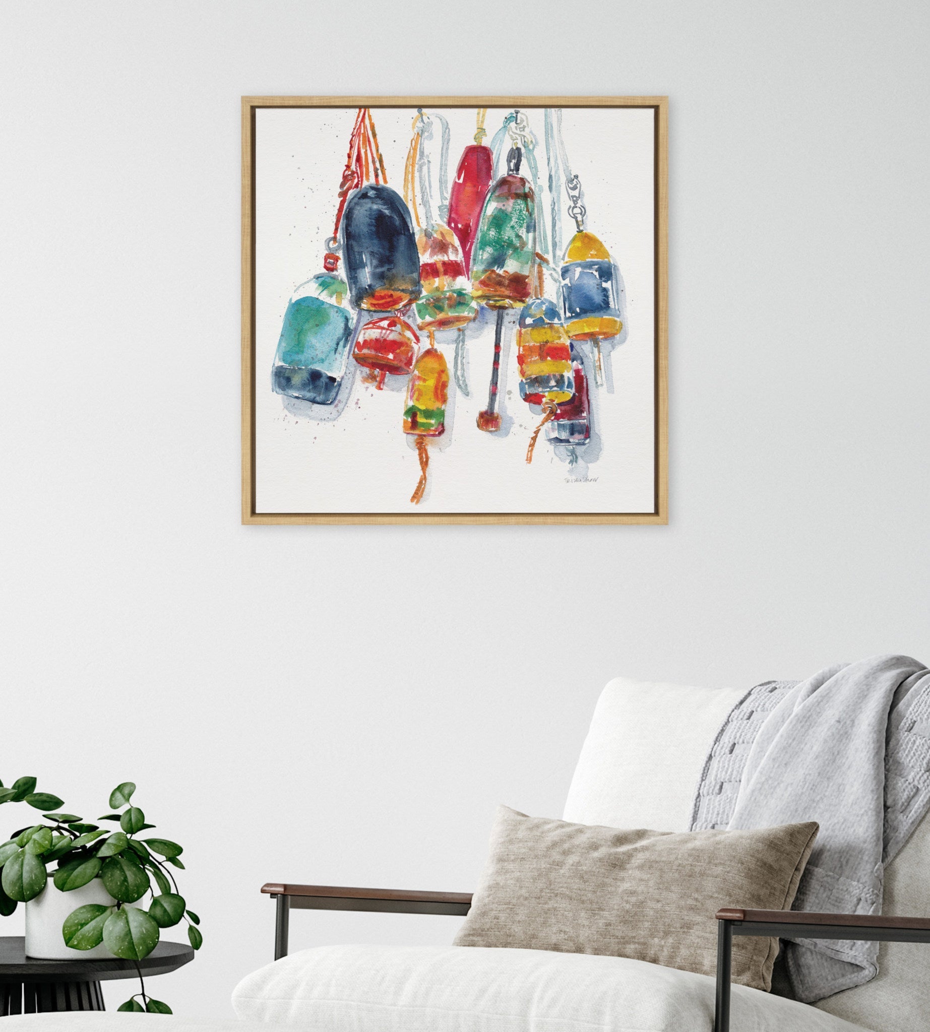 Sylvie Vintage Buoys Framed Canvas by Patricia Shaw