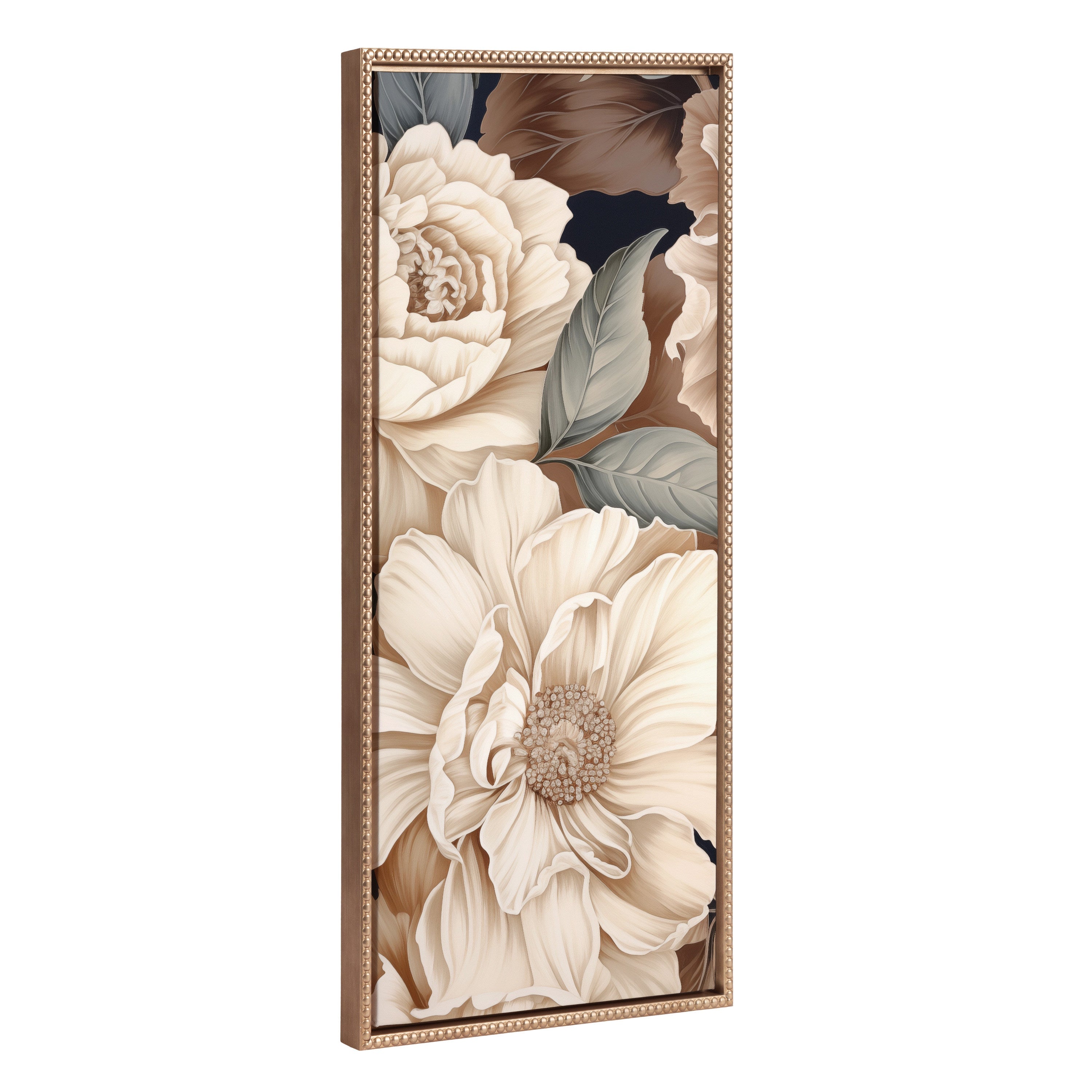 Sylvie Beaded Retro Glam Floral Framed Canvas by The Creative Bunch Studio