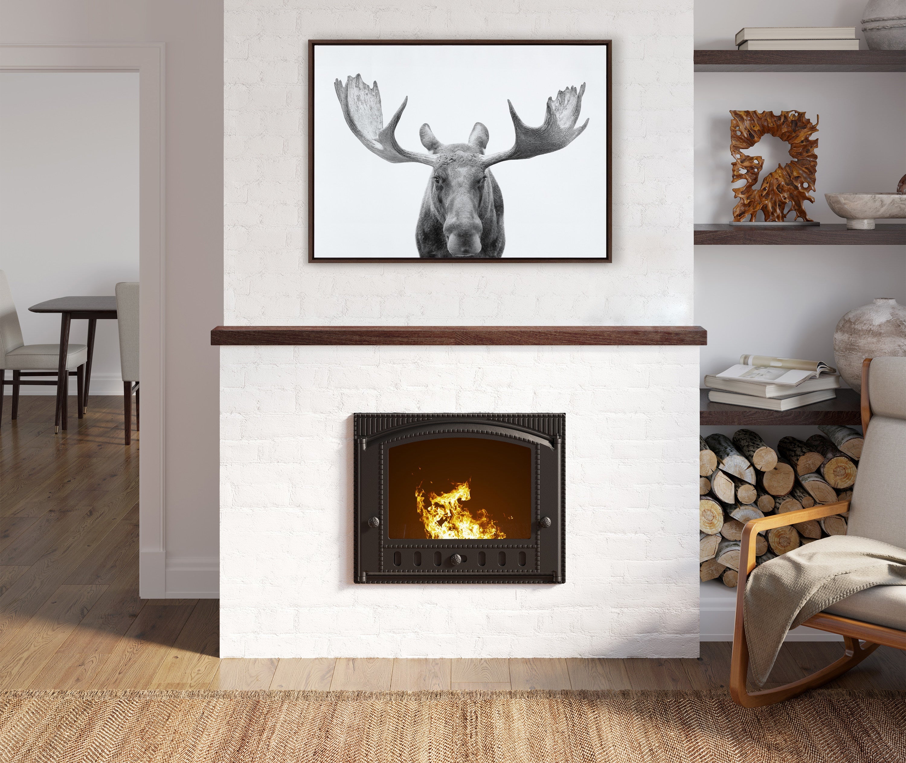 Sylvie Moose Black and White Framed Canvas by Amy Peterson Art Studio