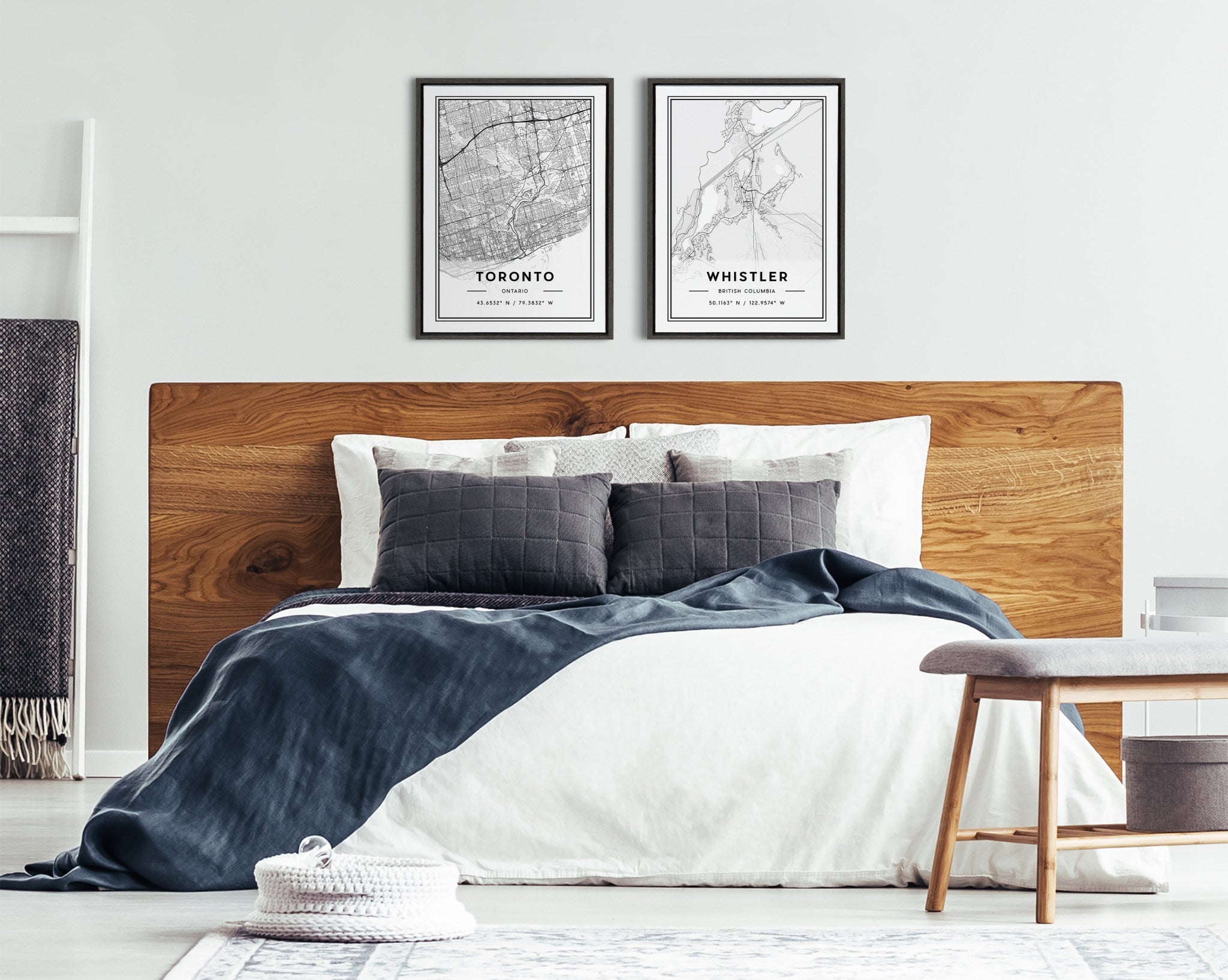 Sylvie Toronto Modern Map Framed Canvas by kateandlaurel - product image 7 for Resin Society