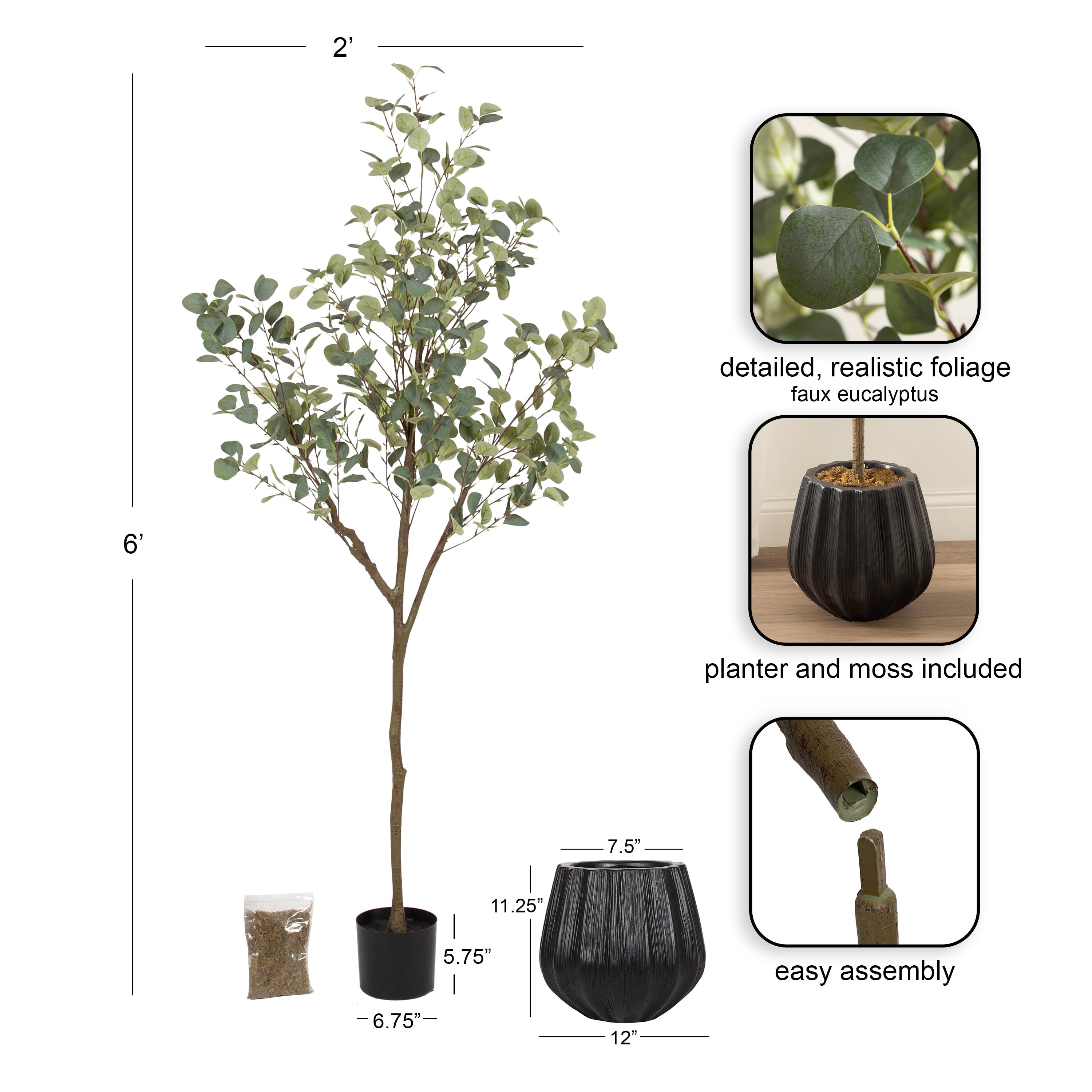 Eudora Faux Eucalyptus Tree - Kate and Laurel