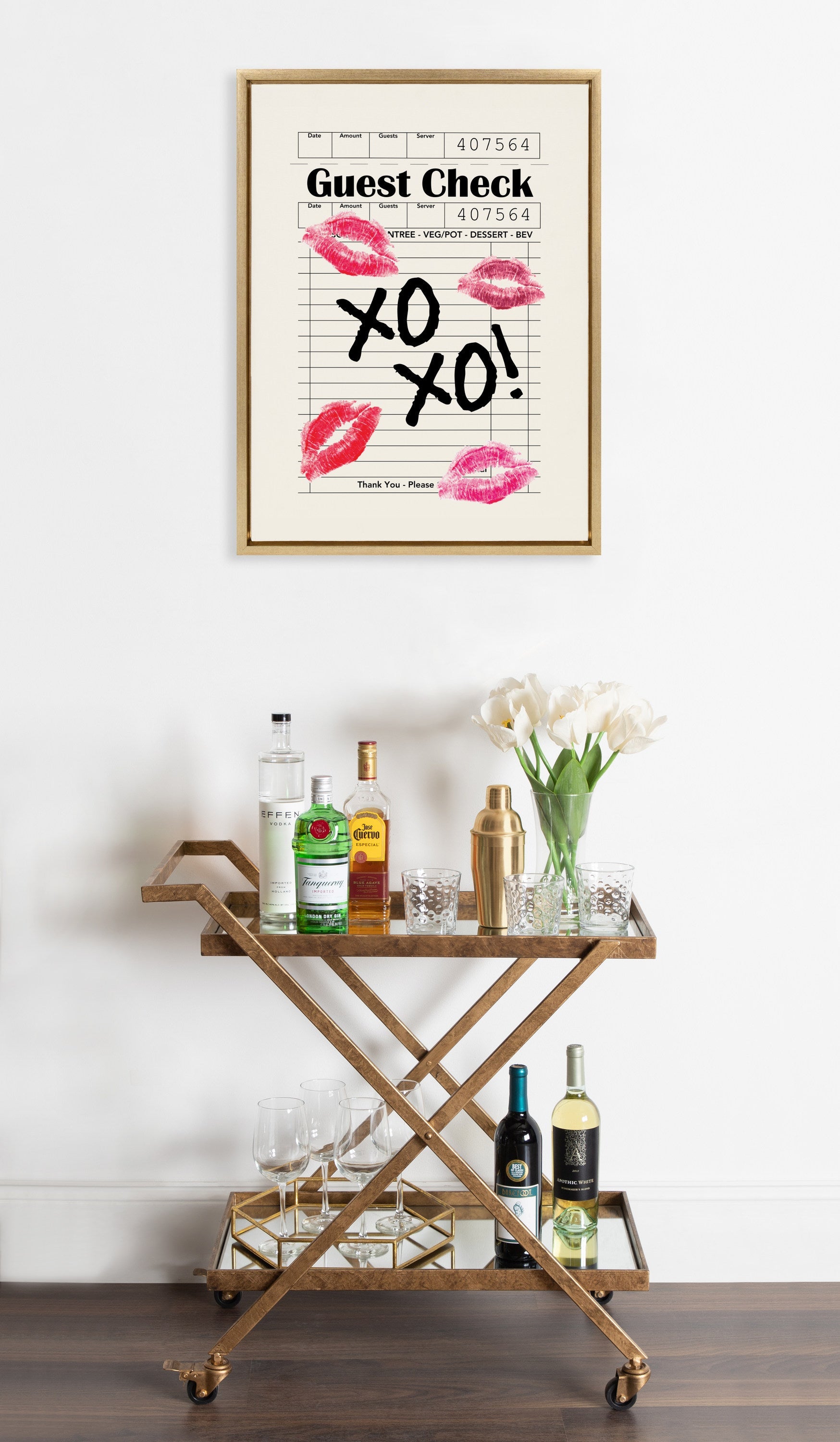 Sylvie XOXO Kisses Guest Check Framed Canvas by Alli Standefer