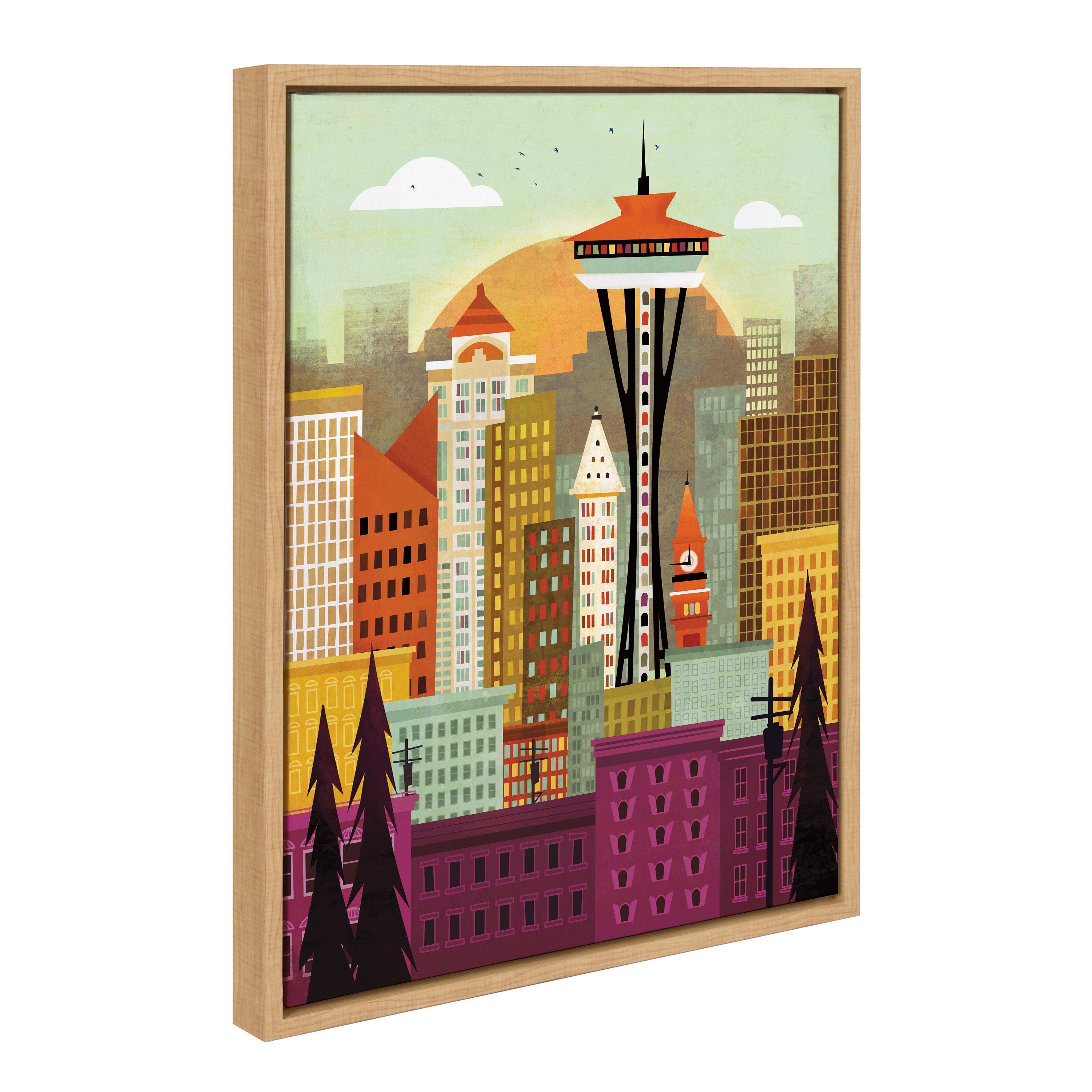 Sylvie Seattle Skyline Framed Canvas by kateandlaurel - product image 12 for Resin Society