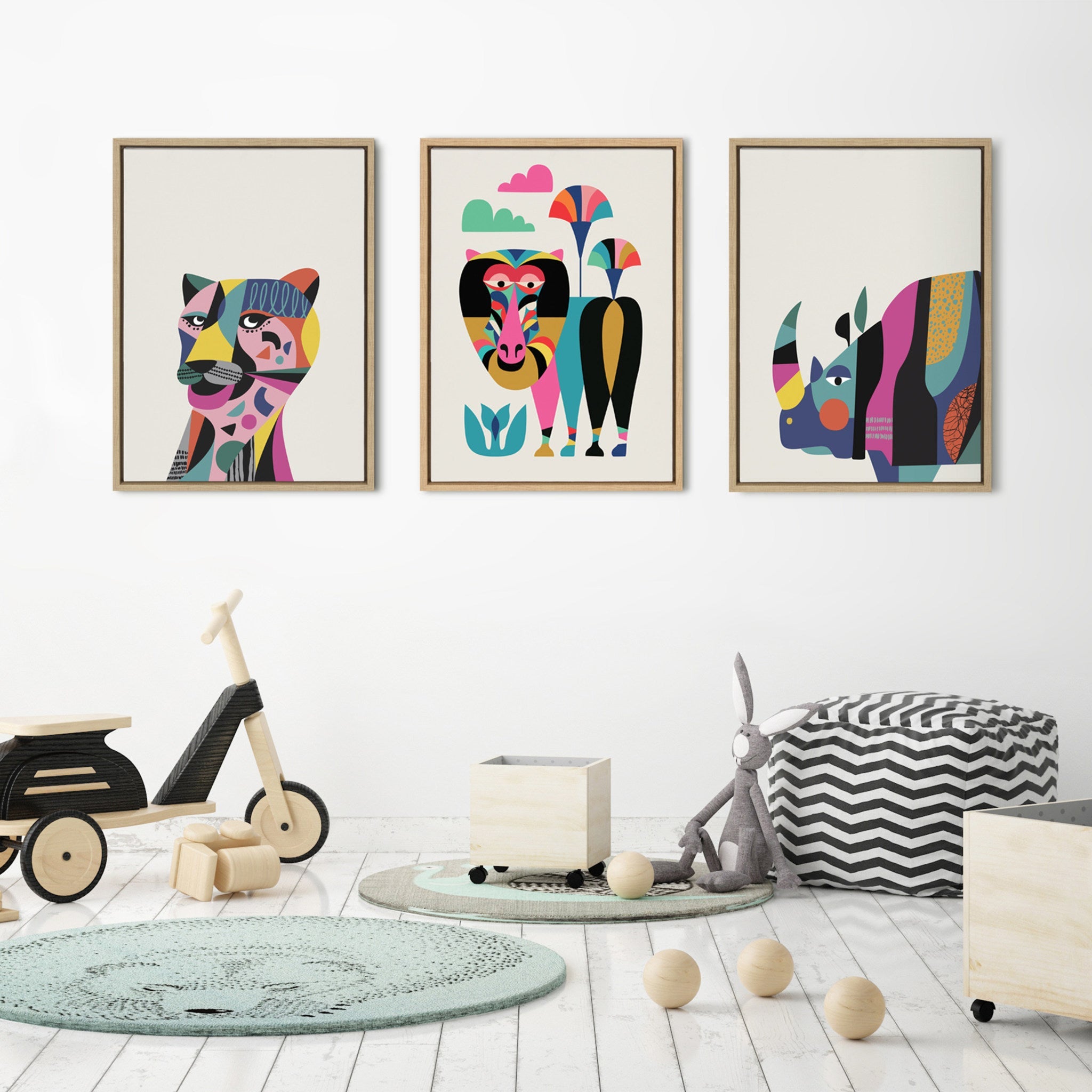 Sylvie Mid Century Modern Tiger Framed Canvas by kateandlaurel - product image 7 for Resin Society