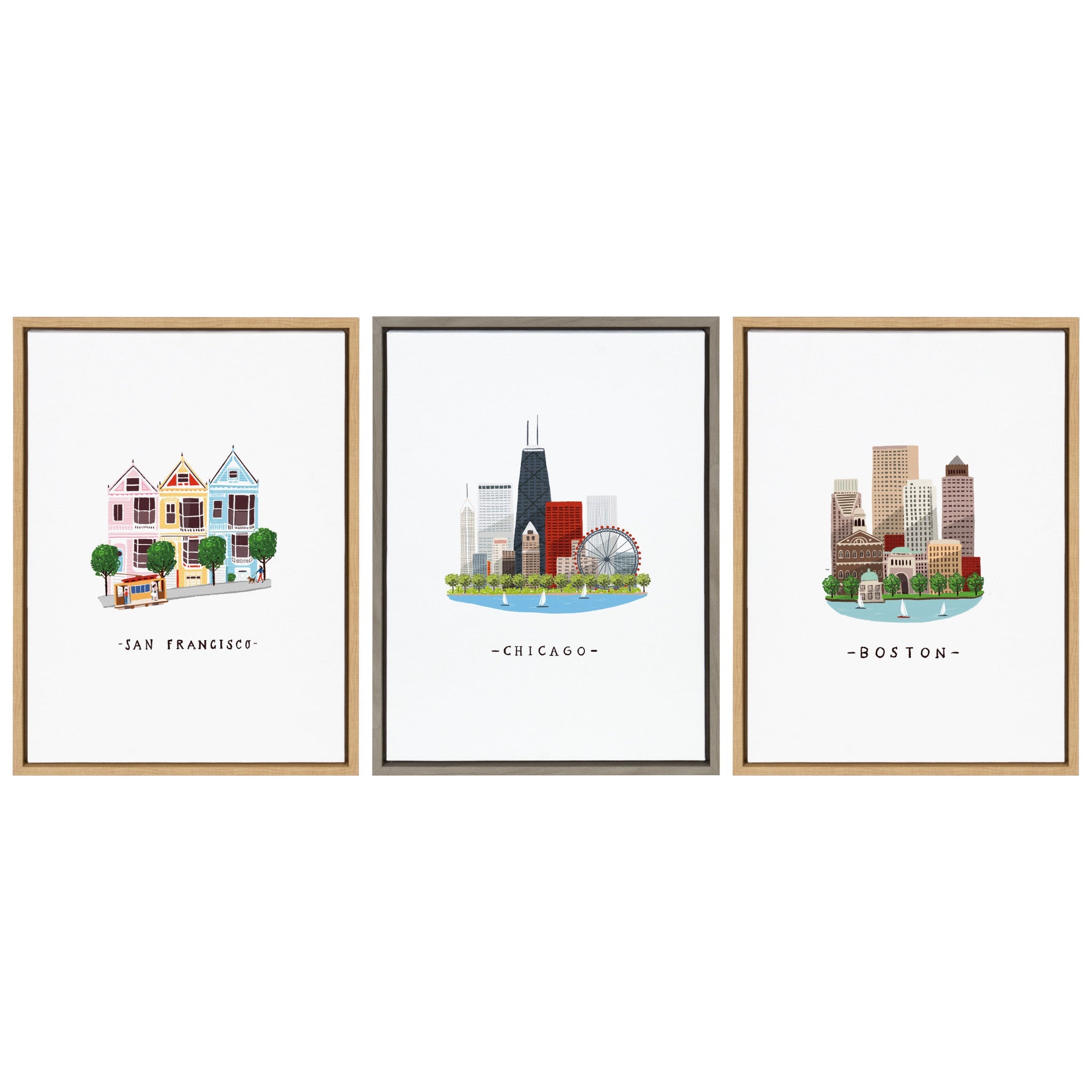 Sylvie Chicago Skyline Illustration Framed Canvas by kateandlaurel - product image 6 for Resin Society