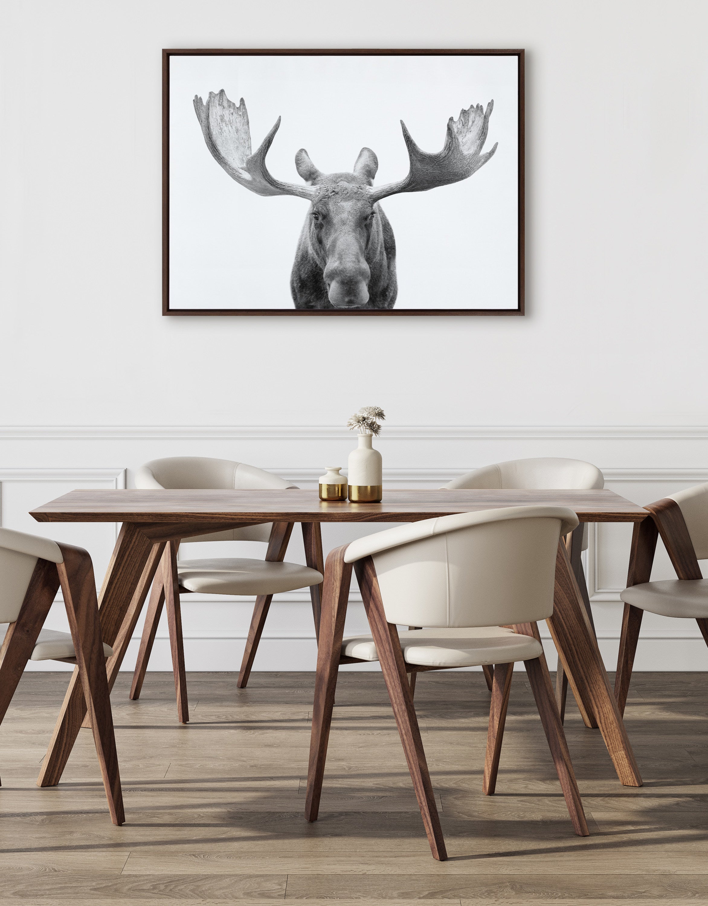 Sylvie Moose Black and White Framed Canvas by Amy Peterson Art Studio