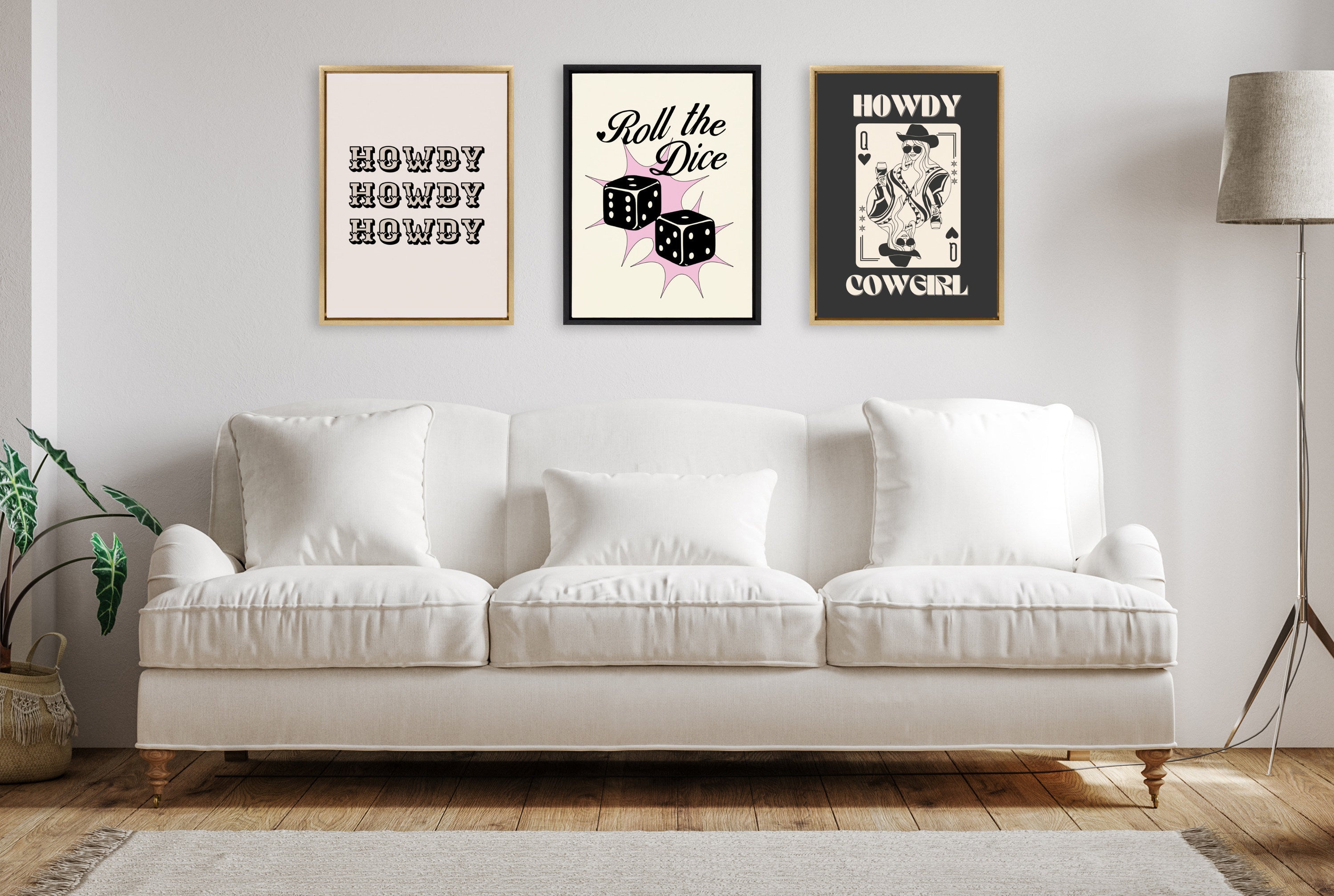 Sylvie Howdy Cowgirl Queen Framed Canvas by Honey Island Studio