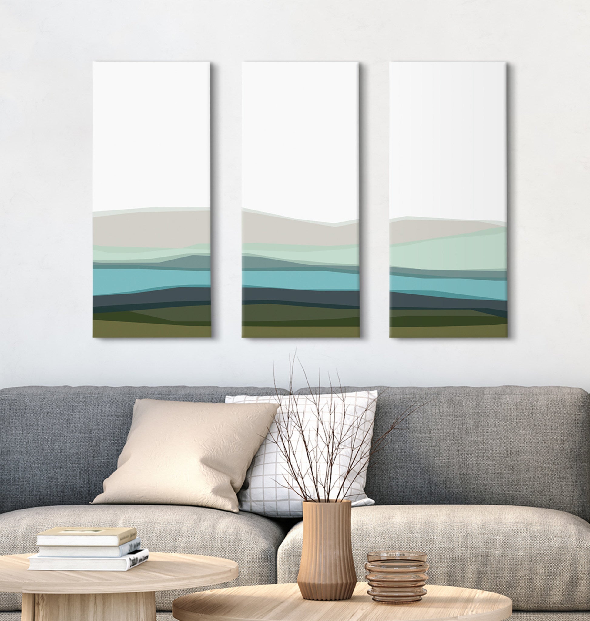 Abstract Blue Lake and Mountains Canvas Art Set by The Creative Bunch by kateandlaurel - product image 7 for Resin Society