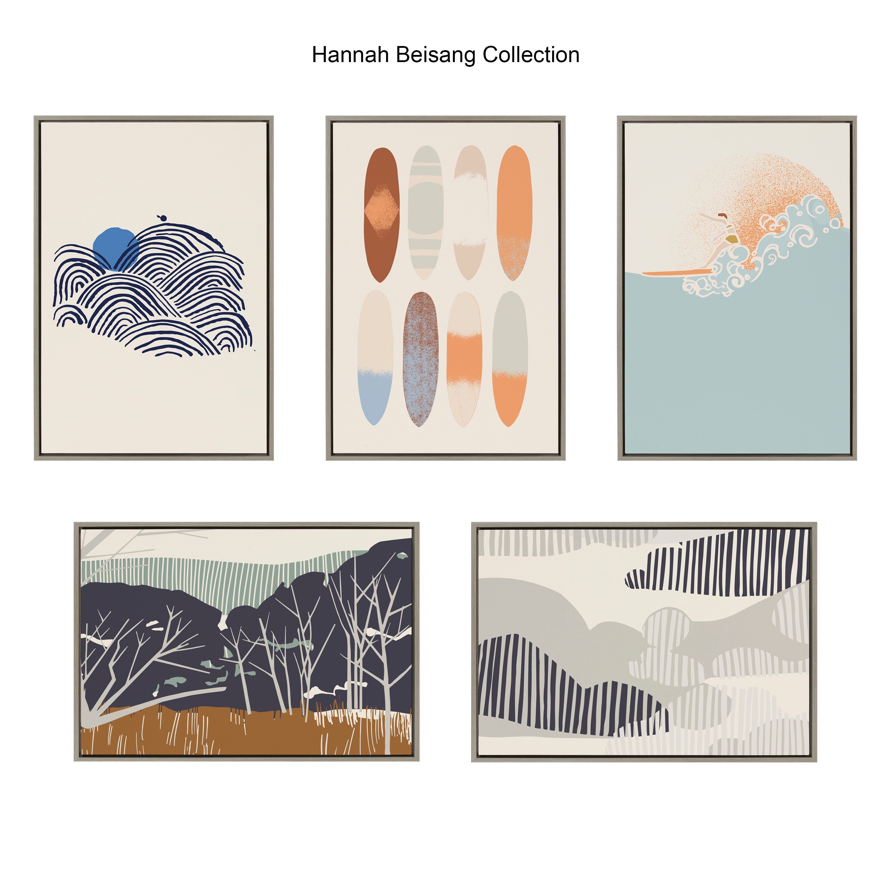 Sylvie Lion Profile Neutral Linen and Tiger Profile Neutral Linen Framed Canvas Art Set by Hannah Beisang