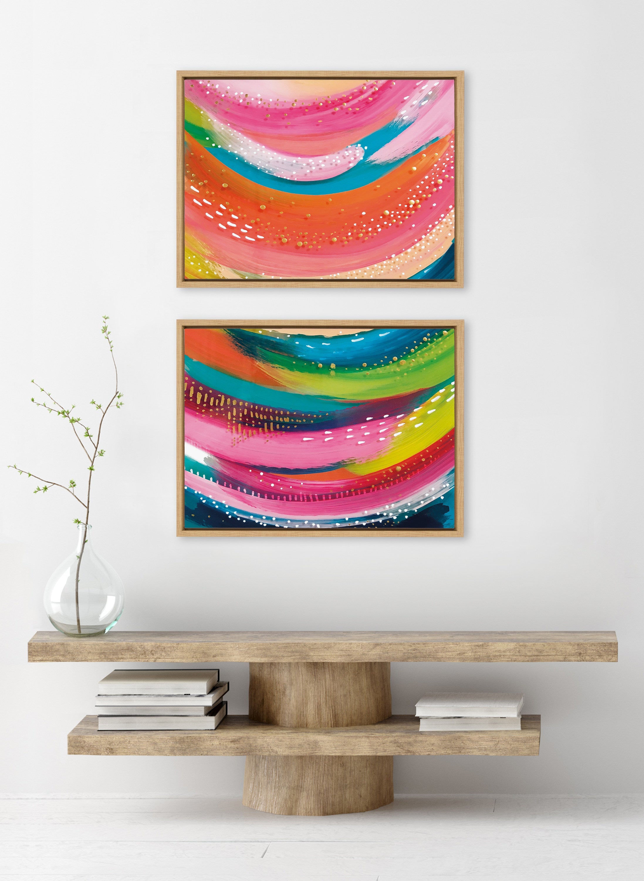 Sylvie Bright Abstract Left and Right Framed Canvas Art Set by Jessi Raulet of Ettavee