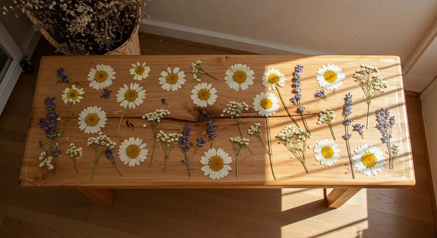 Finished pressed flowers in resin: what looks beautiful and what gets weird hero image showing epoxy resin for pressed flowers in resin what, with.