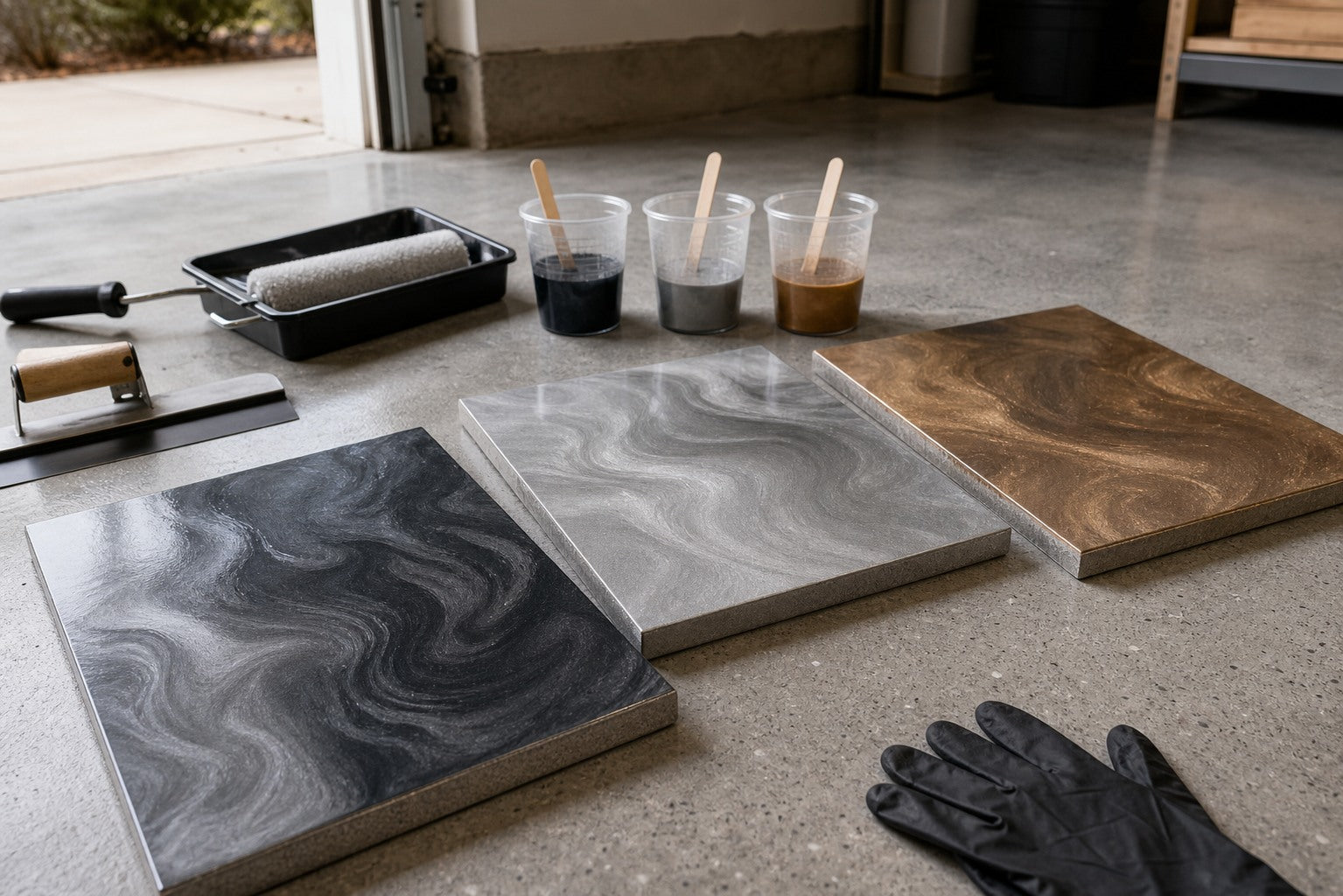 Metallic Epoxy Floor Ideas: What I’d Try, Skip, and Test First hero image for a Resin Society guide with realistic resin, epoxy, wood, tools, or finished project details.