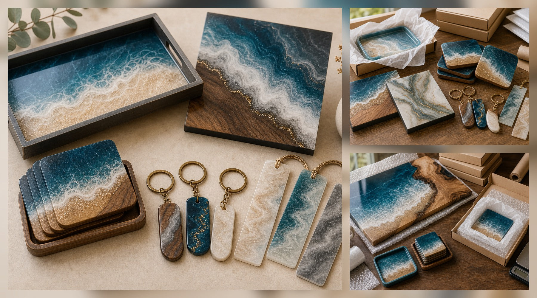 Resin Business Ideas for Makers Who Want Products That Ship Well hero image for a Resin Society guide with realistic resin, epoxy, wood, tools, or finished project details.