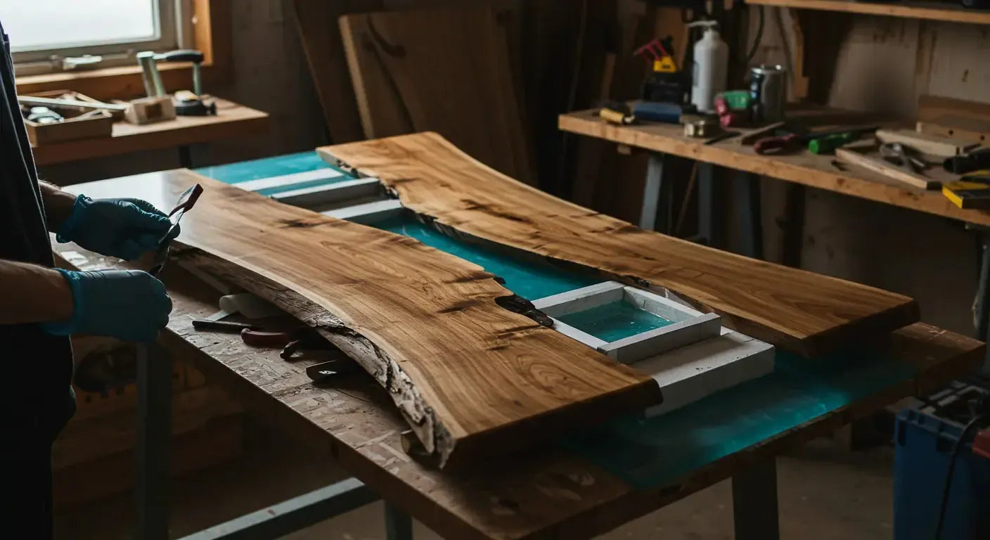 Finished epoxy table mold leaks: what i would do differently hero image showing epoxy resin and wood for epoxy table mold leaks do, with clear visual.