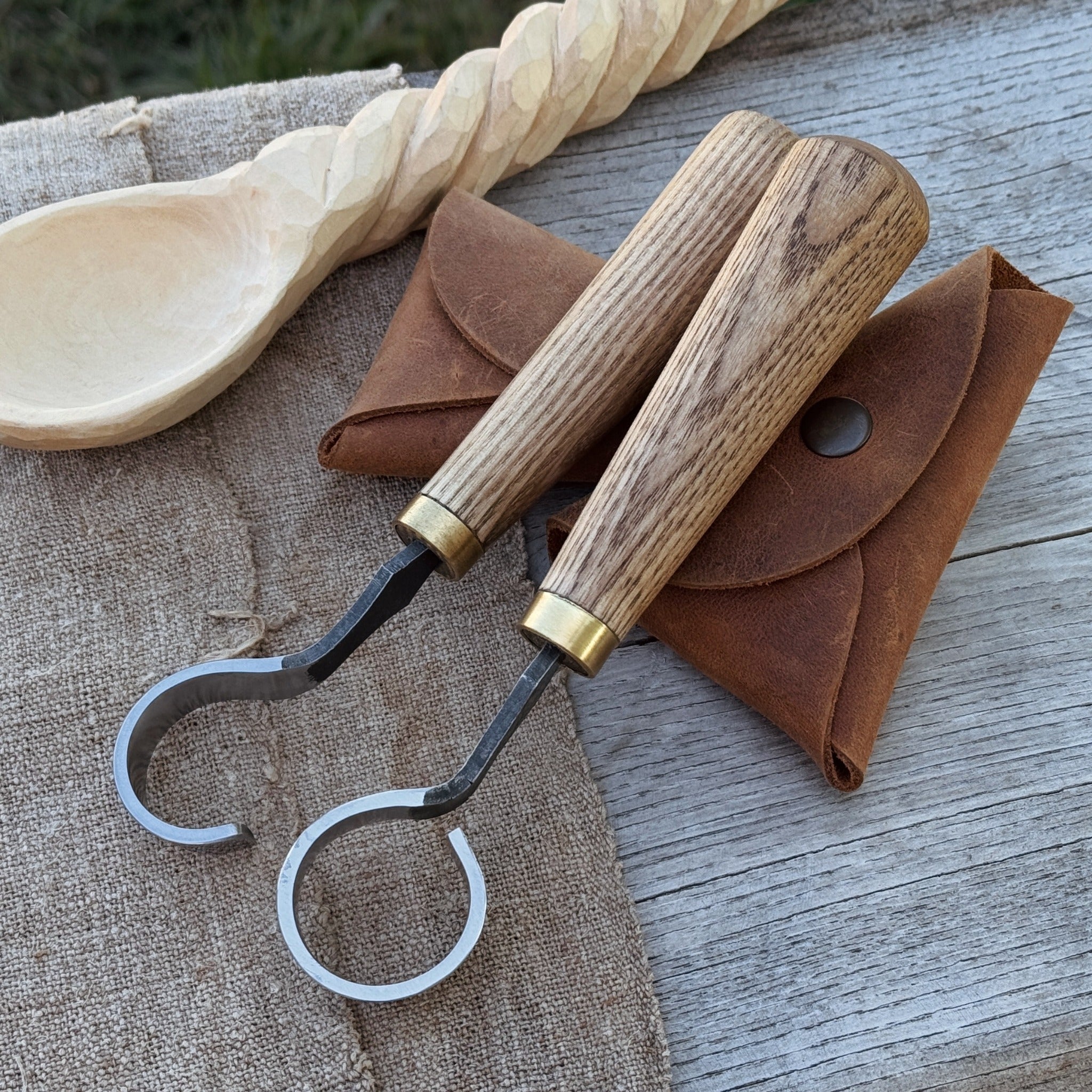 Tools featuring 2-Piece Spoon Carving Knife Set by Sharky Forged Steel Tools at Resin Society