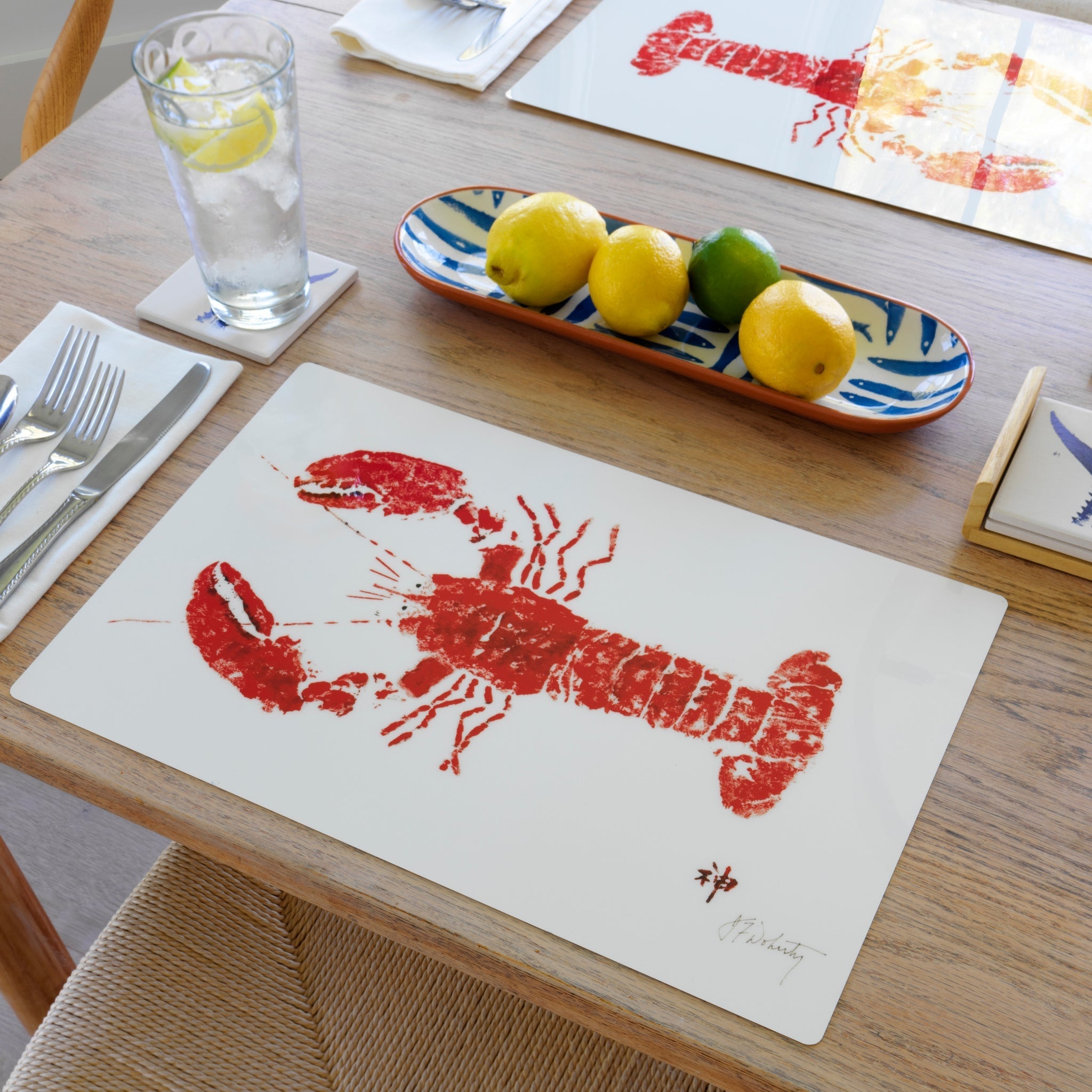 Coastal Tabletop & Linens featuring Red Lobster Placemat Bundle of 10 at Resin Society