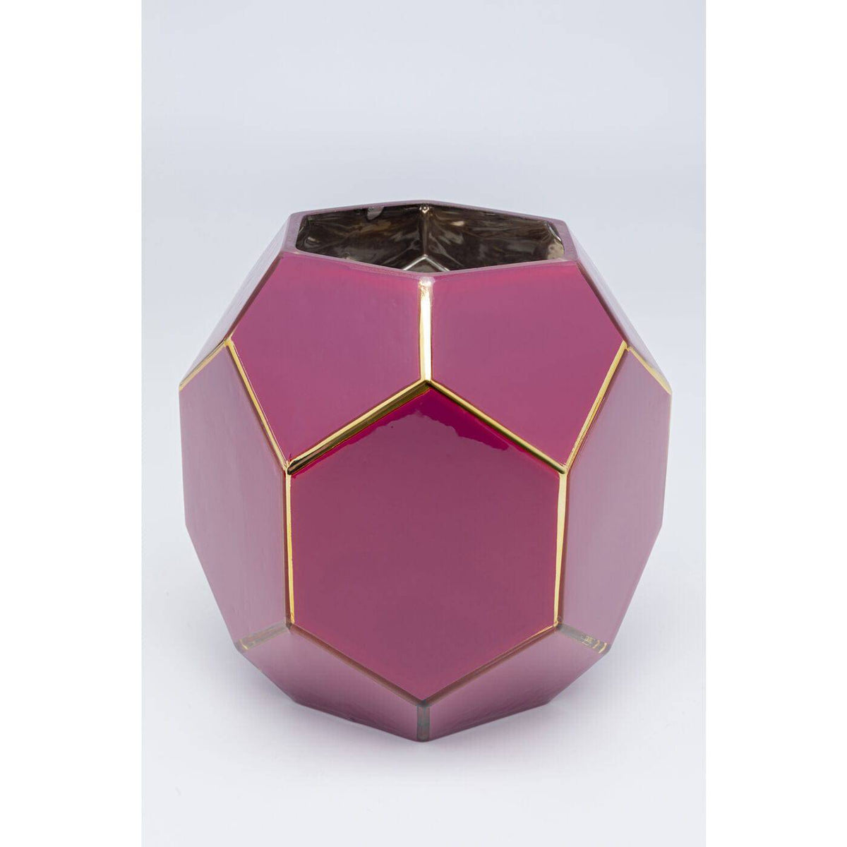 Faceted pink and gold sculptural vase