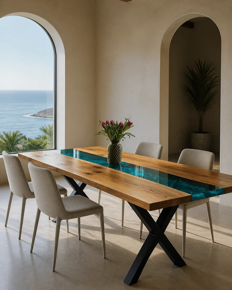 Epoxy Dining Tables styled collection scene at Resin Society