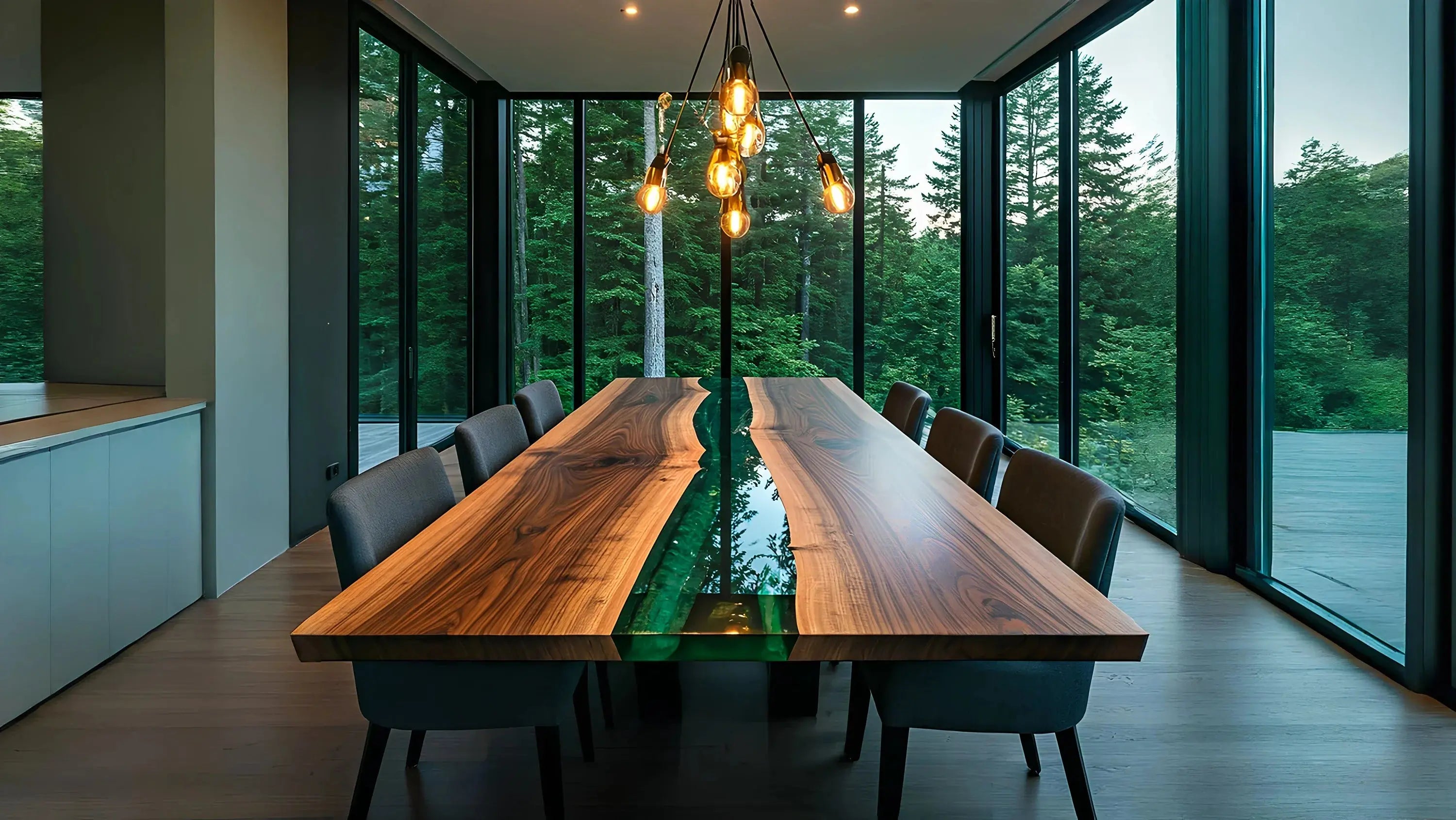 epoxy_resin_dining_table_walnut_green_resin_luxury_dining_room_forest_background