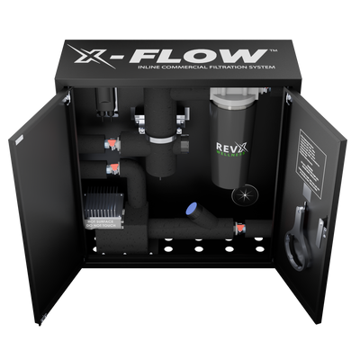 RevX X-FLOW Cold Plunge Filtration System unit with detailed components displayed