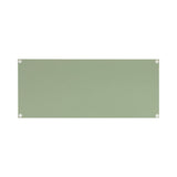 Minimalist rectangular tray with muted sage green surface and four small round metallic accents at each corner
