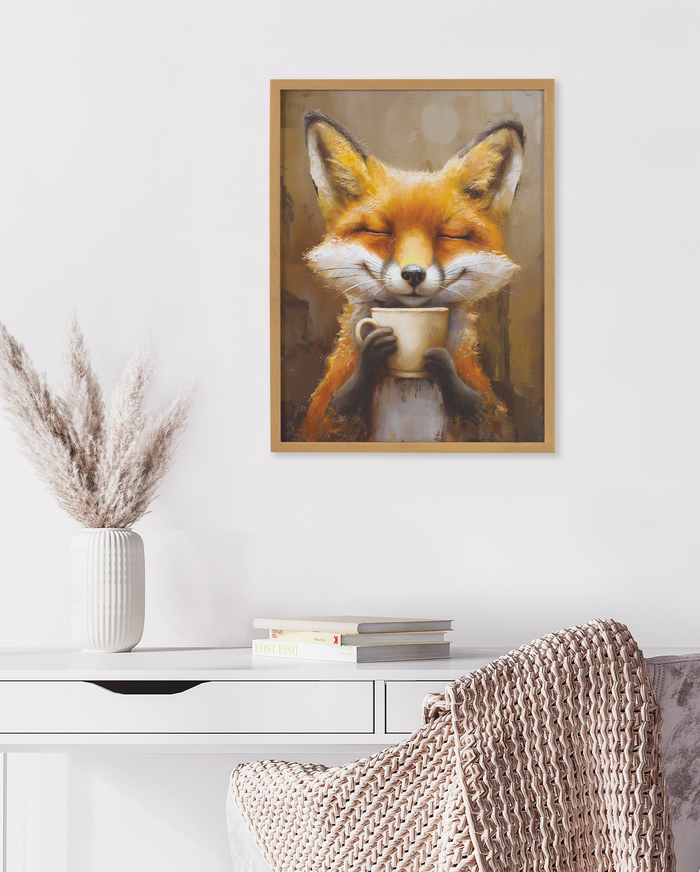 Gallery Happy Fox Traditional Coffee Tea Cup Print by The Creative Bunch Studio