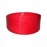 Red and orange snake pattern wide collar displayed on neutral background