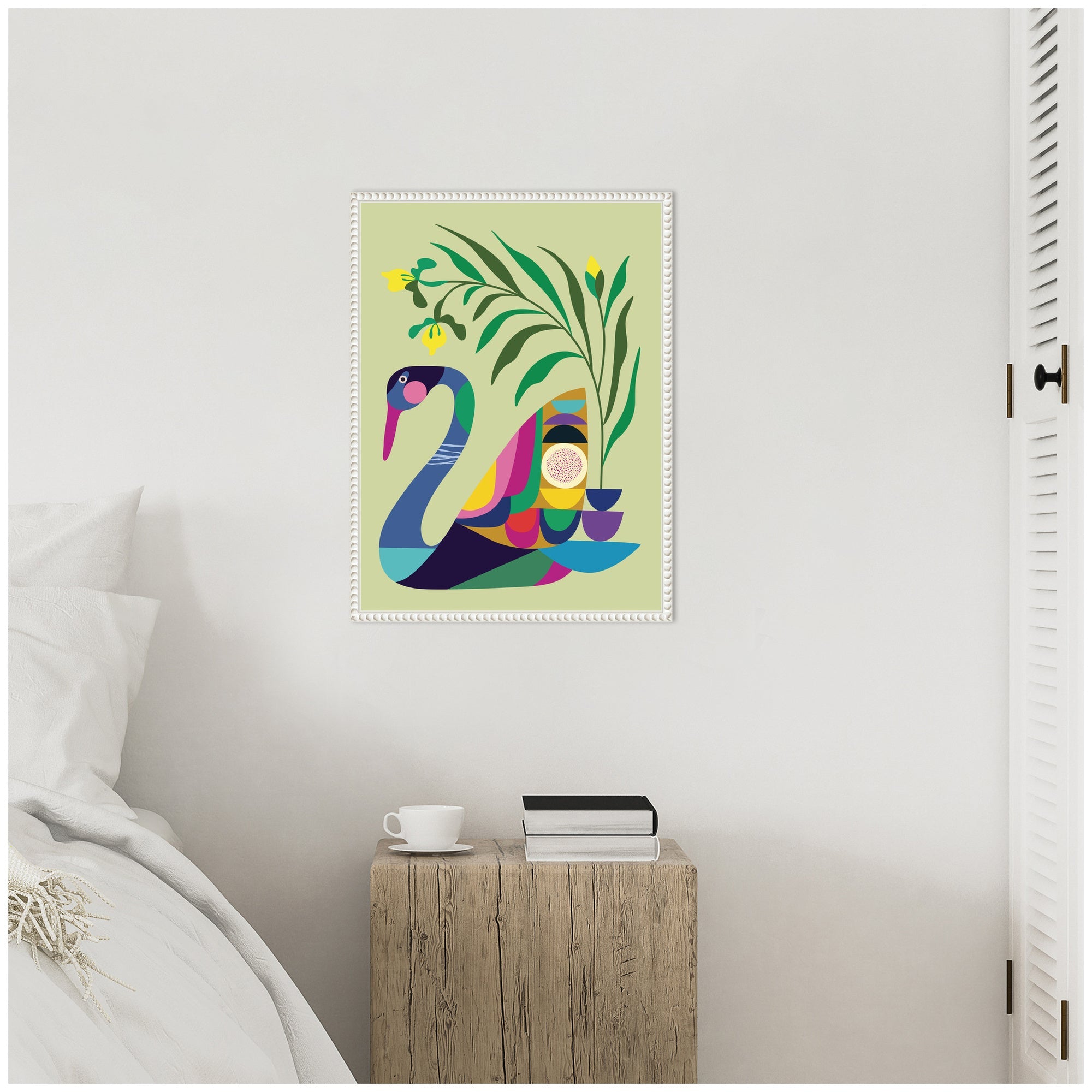 Sylvie Swan Vase Framed Canvas by Rachel Lee