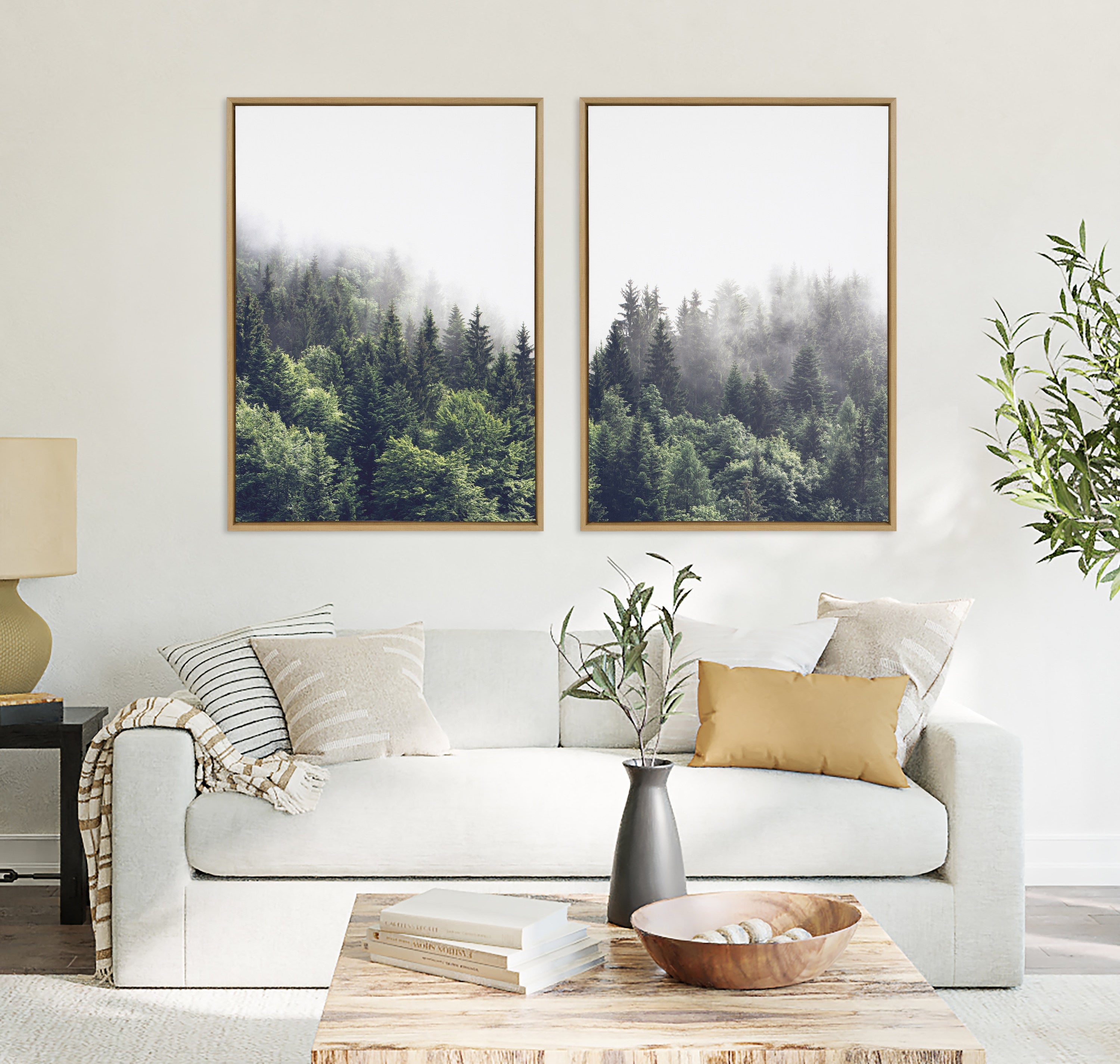 Sylvie Lush Green Forest on a Foggy Day Framed Canvas Set by The