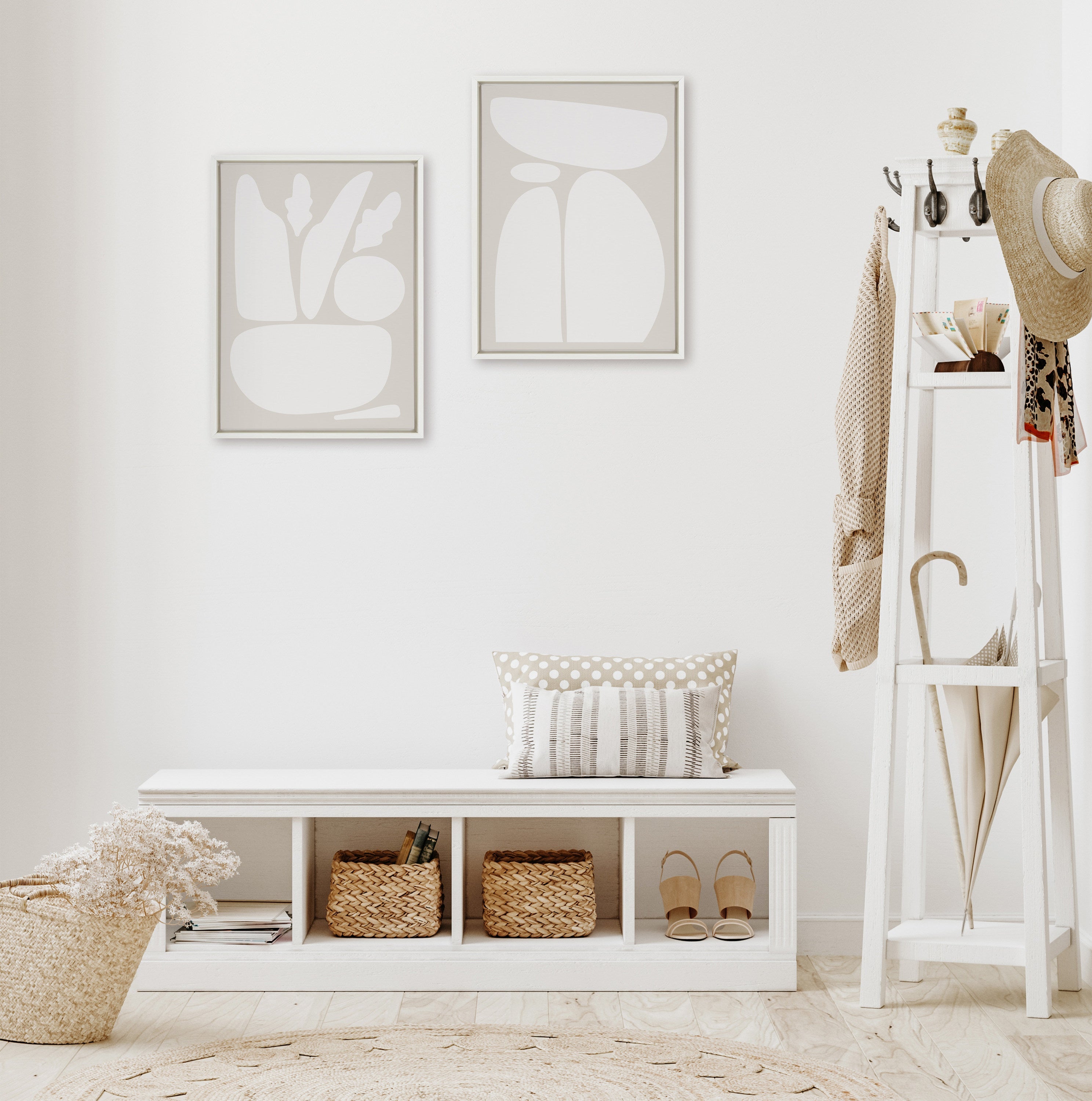 Sylvie Zen Botanical Rock Neutral Framed Canvas Set by kateandlaurel - product image 17 for Resin Society