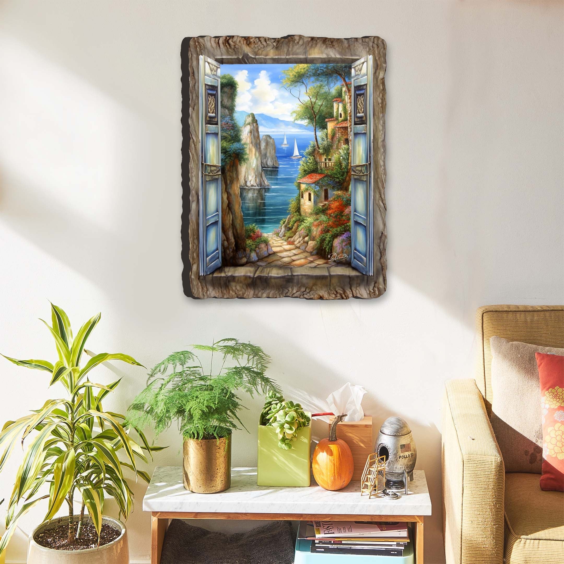 Seaside Town Window Wall Art by G. DeBrekht