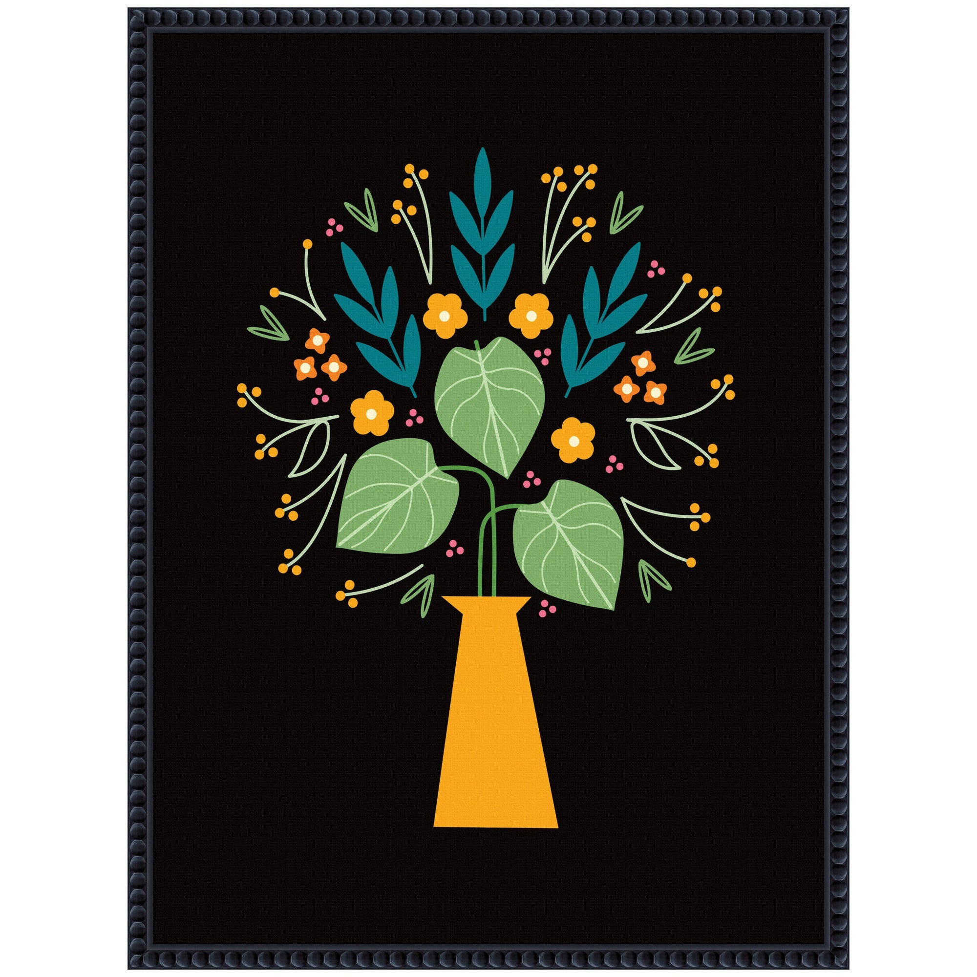 Sylvie Floral Yellow Vase Framed Canvas by Amber Leaders