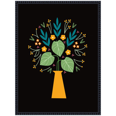 Sylvie Floral Yellow Vase Framed Canvas by Amber Leaders