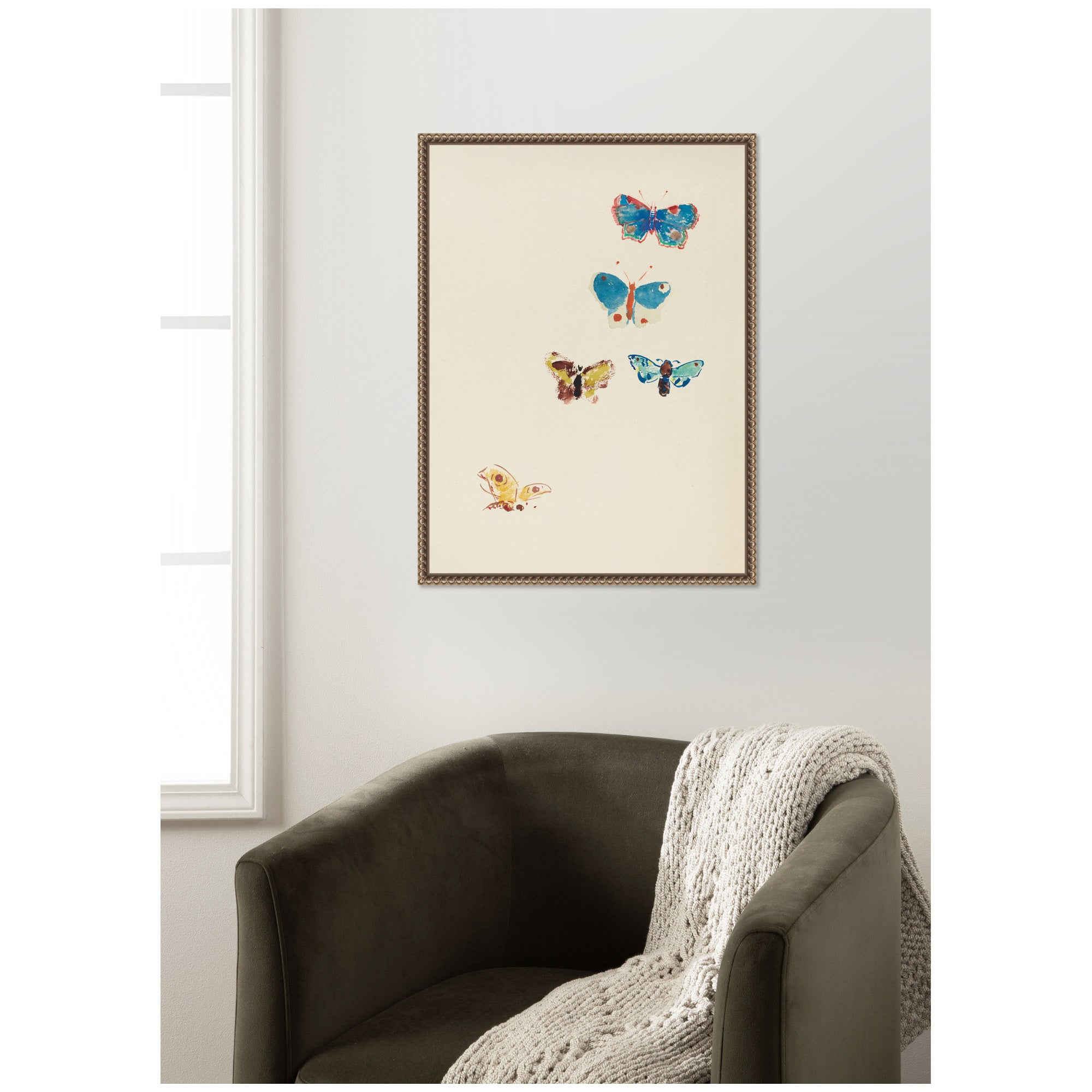 Five Butterflies 1912 Odilion Redon by Nostalgia Prints Framed Canvas Wall Art Print