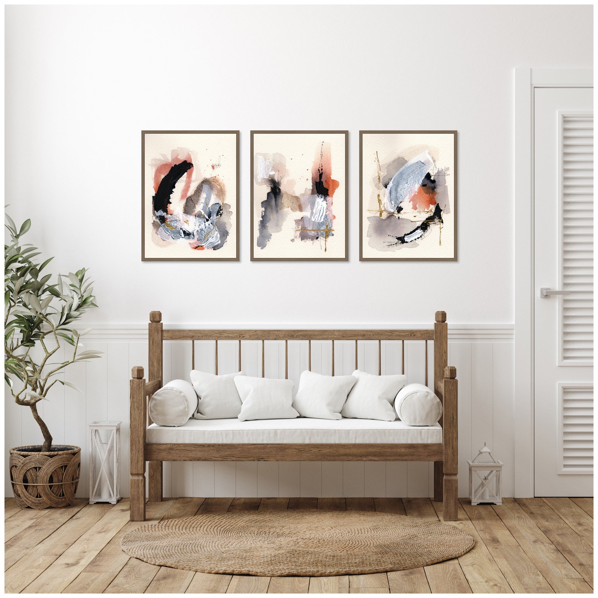 Sylvie Urban Wanderer 1, 3 and 4 Framed Canvas Art Set by Xizhou Xie