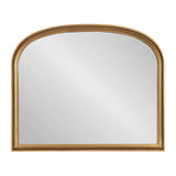 Wall mirror with a smooth arch top and warm golden-brown wood frame featuring subtle rounded corners and a sleek, minimalist design.