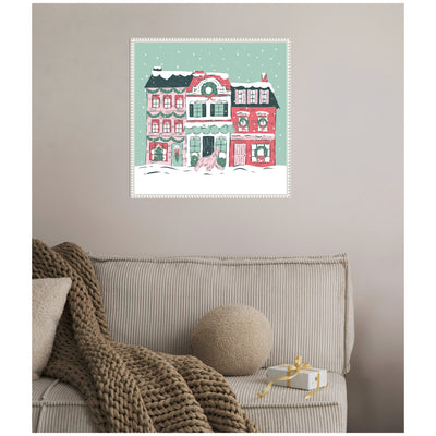 Sylvie Beaded Snowy Christmas Village Framed Canvas by Krissy Mast