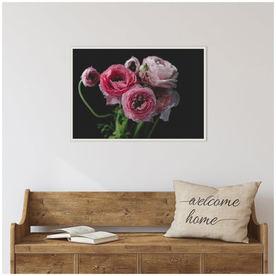 Sylvie Mood Dark Pink Ranunculus Flower Bouquet Framed Canvas by Kristy Campbell