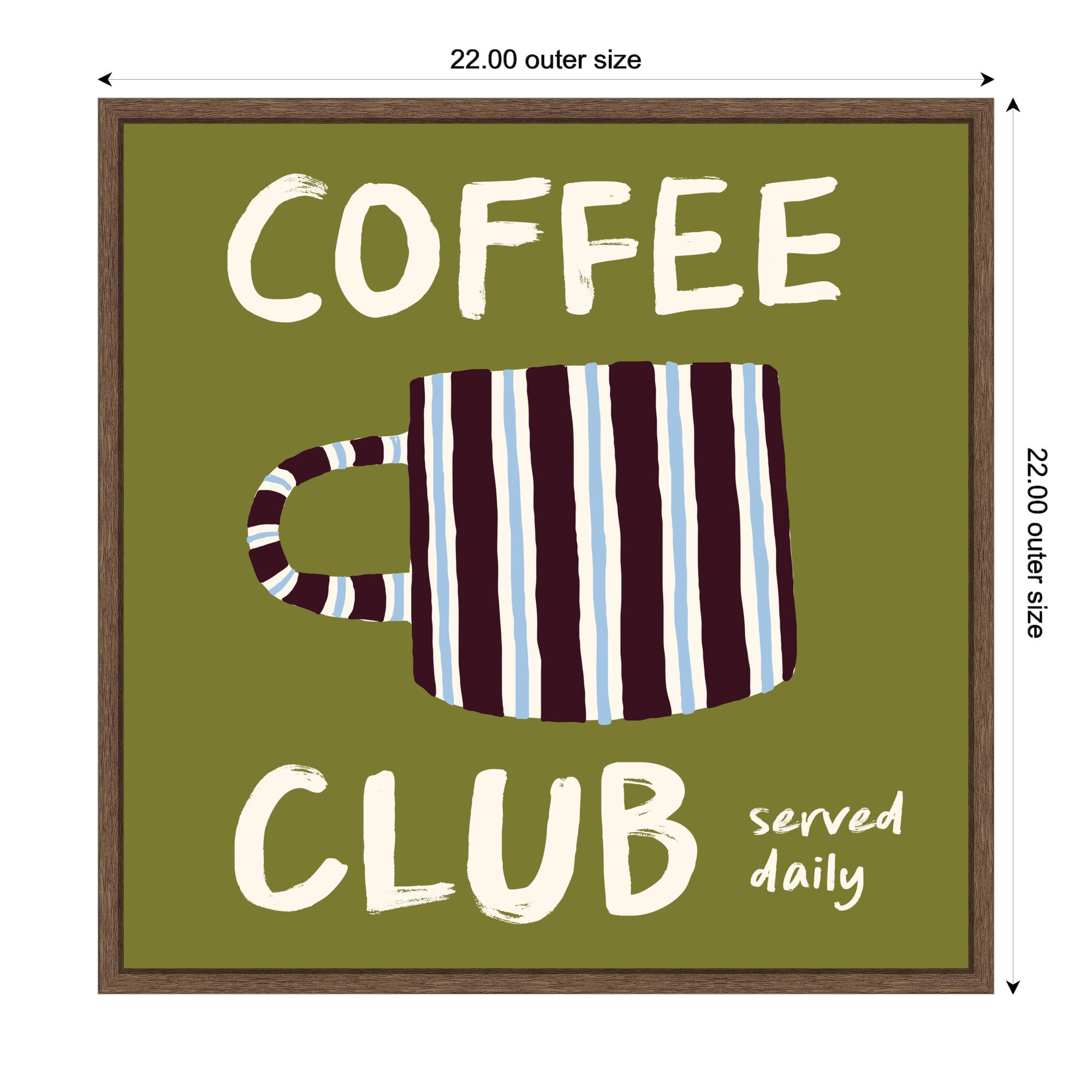 Coffee Club Kitchen Sage Green by Lucky Guava Framed Canvas Wall Art Print