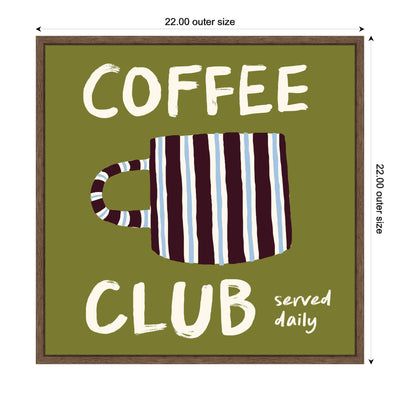 Coffee Club Kitchen Sage Green by Lucky Guava Framed Canvas Wall Art Print
