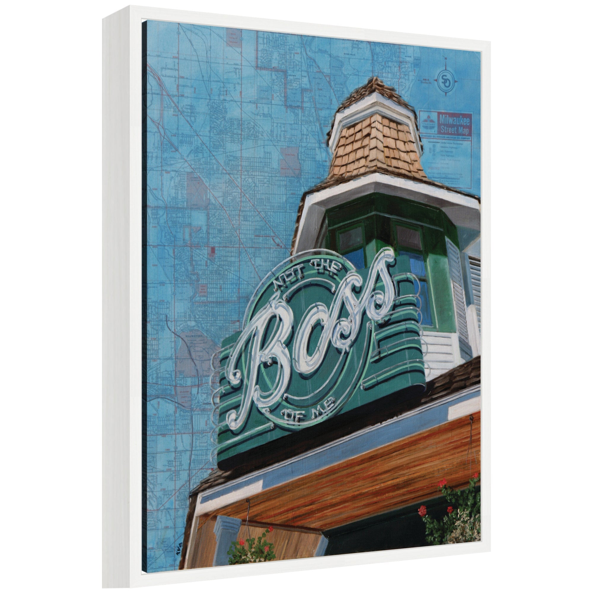 The Boss by Krista V.
Allenstein framed canvas wall art print with Sylvie white frame