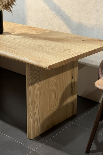 Minimal Solid Dining Table made of chestnut wood with solid wood legs