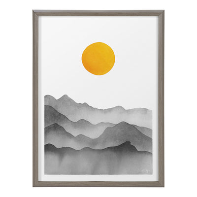 Blake Black Yellow Mountain Range Silhouette Framed Printed Glass by kateandlaurel - product image 19 for Resin Society