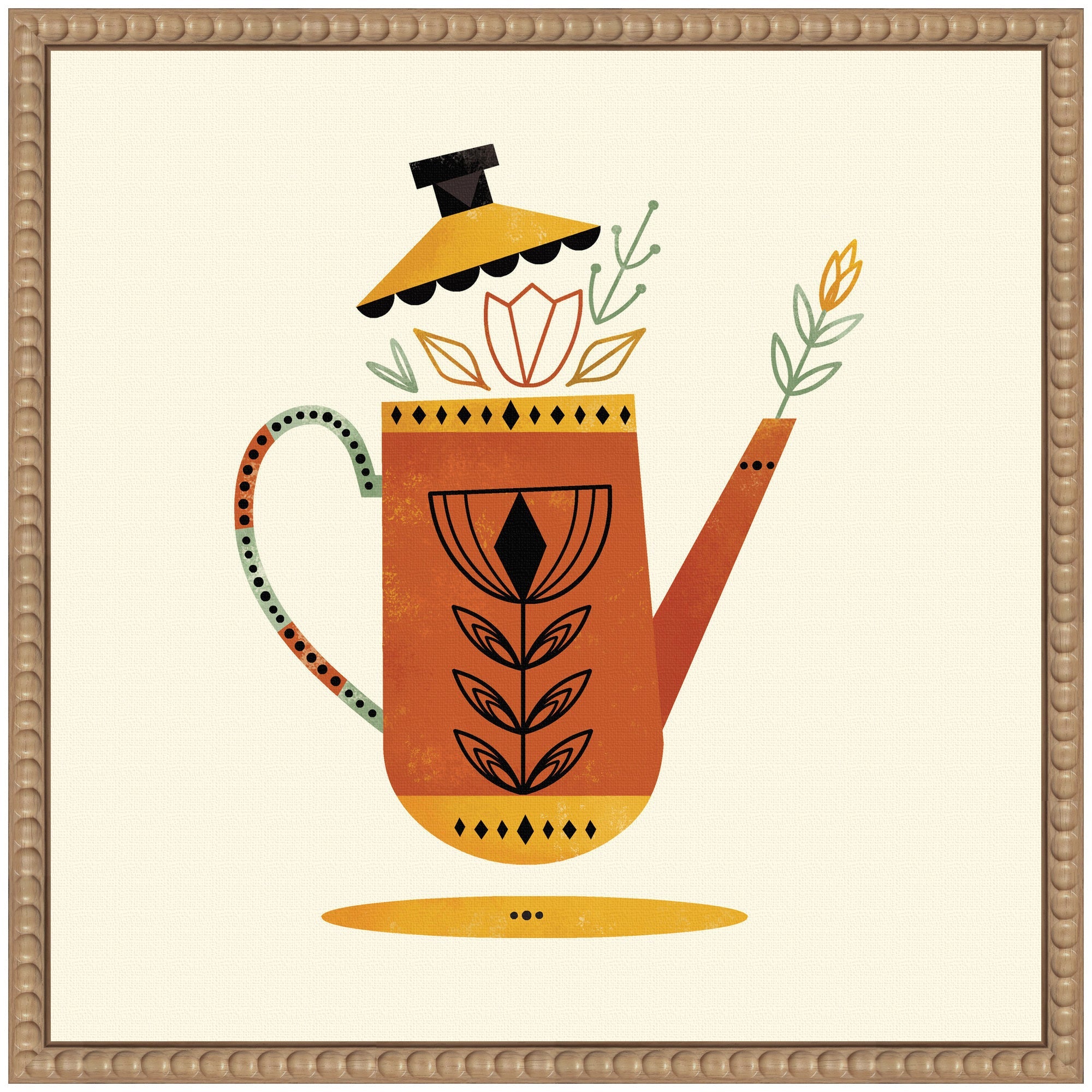 Sylvie Orange Kettle Framed Canvas by Amber Leaders